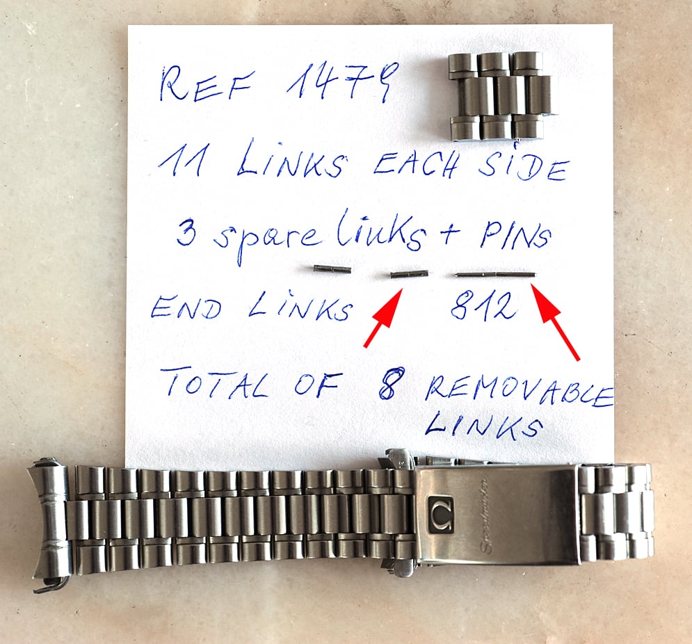 SOLD Speedmaster ref. 1479 bracelet with 812 end links for 20 mm