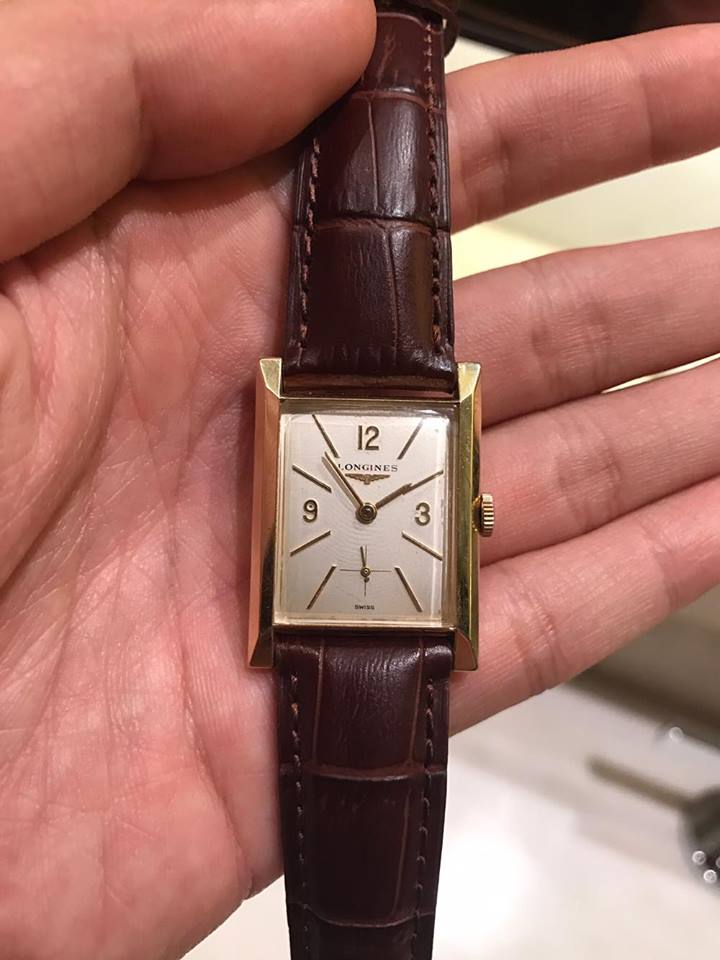 FS SOLD Vintage Longines Rectangular Art Deco 10k Gold Watch c