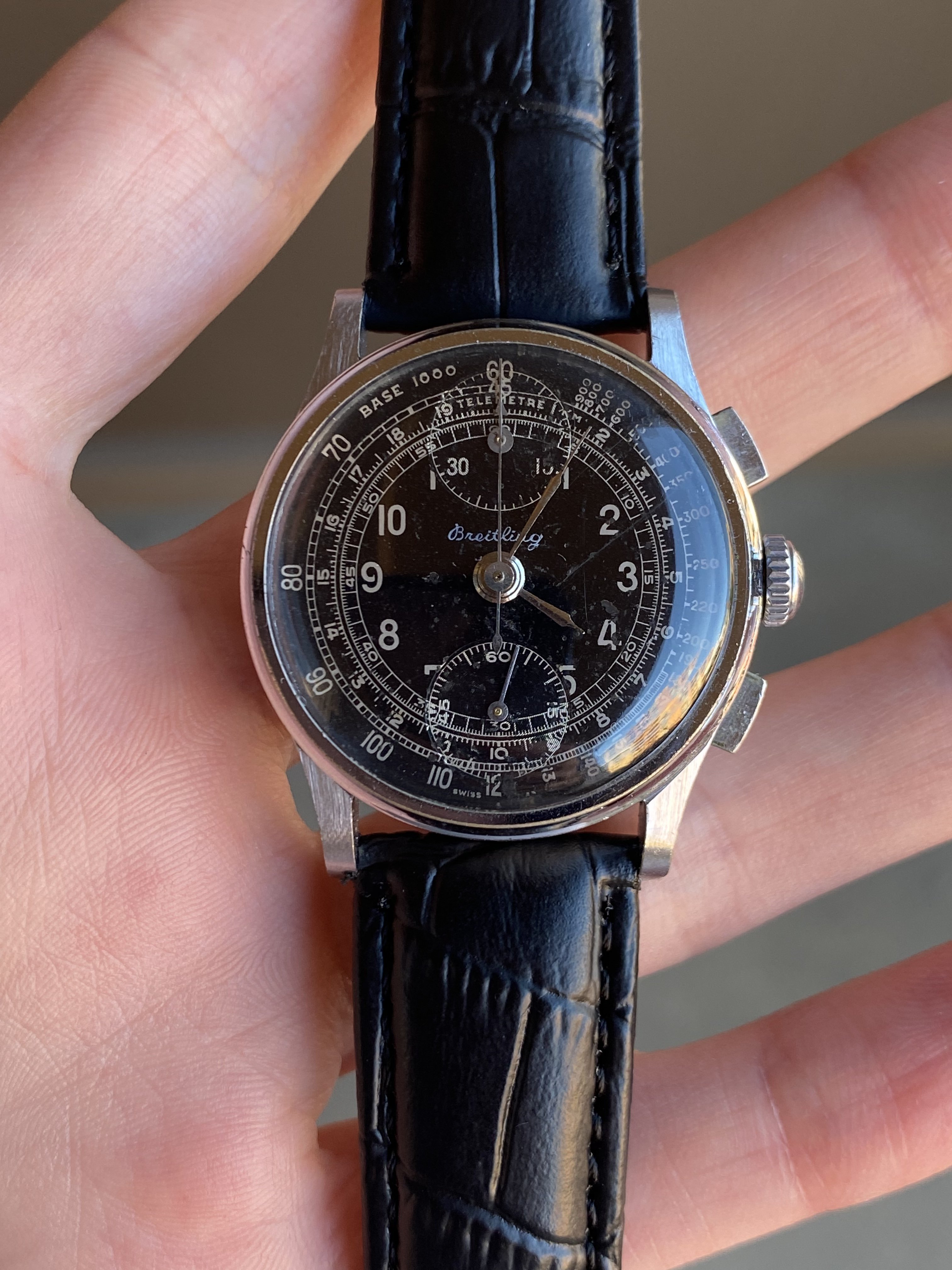 SOLD price drop Black Dial Breitling Venus 170 Chronograph from the 1930s Omega Forums