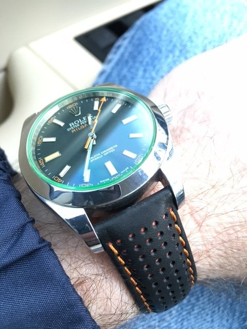 rolex milgauss with leather strap