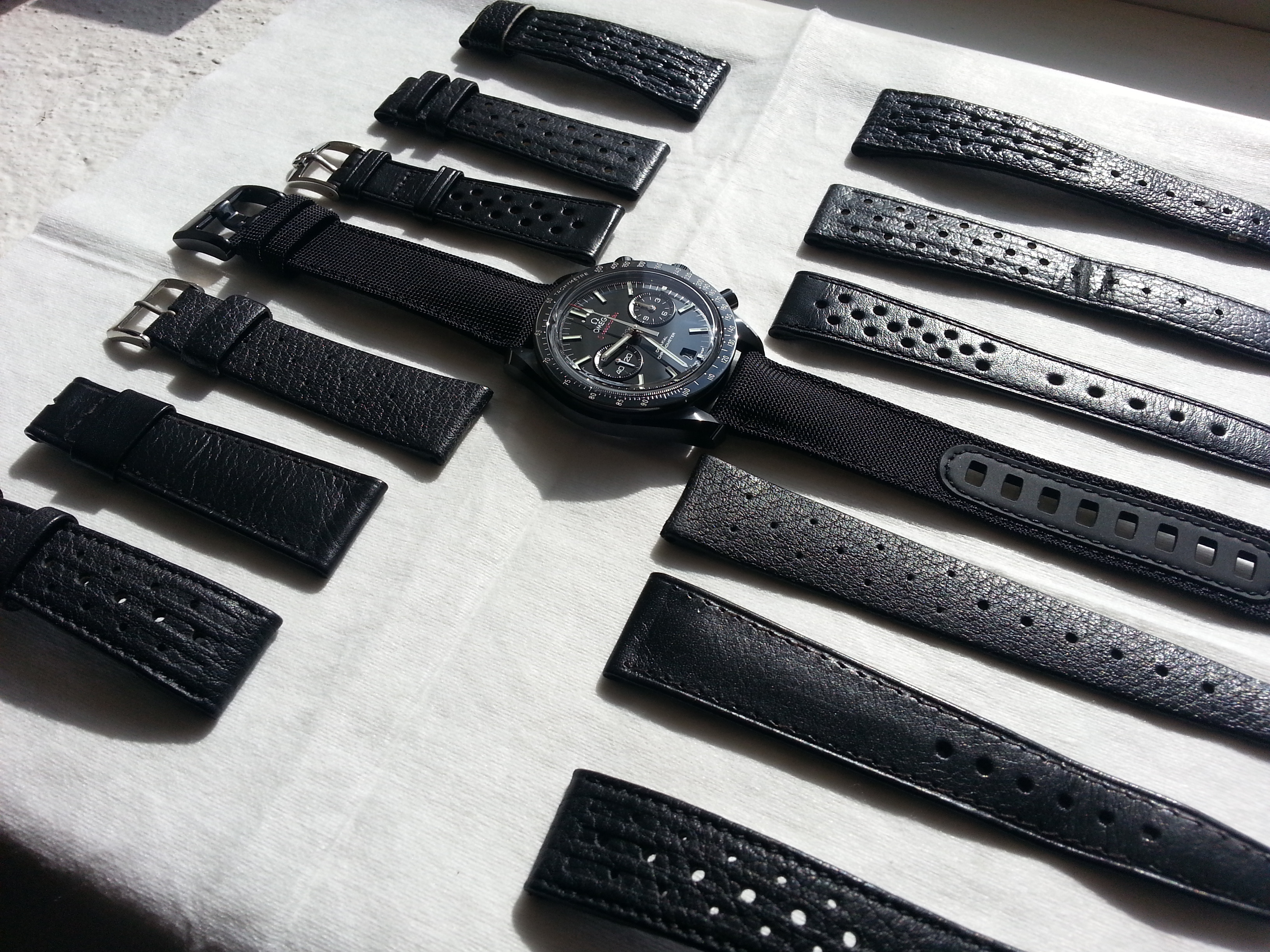 omega dark side of the moon leather strap