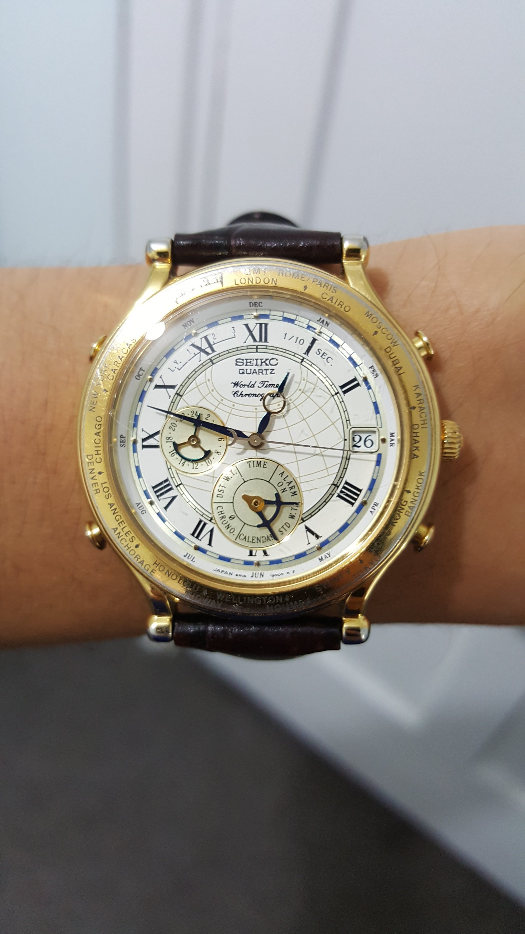 SOLD - Seiko Age of Discovery World Time quartz chronograph 6M15 | Omega  Forums