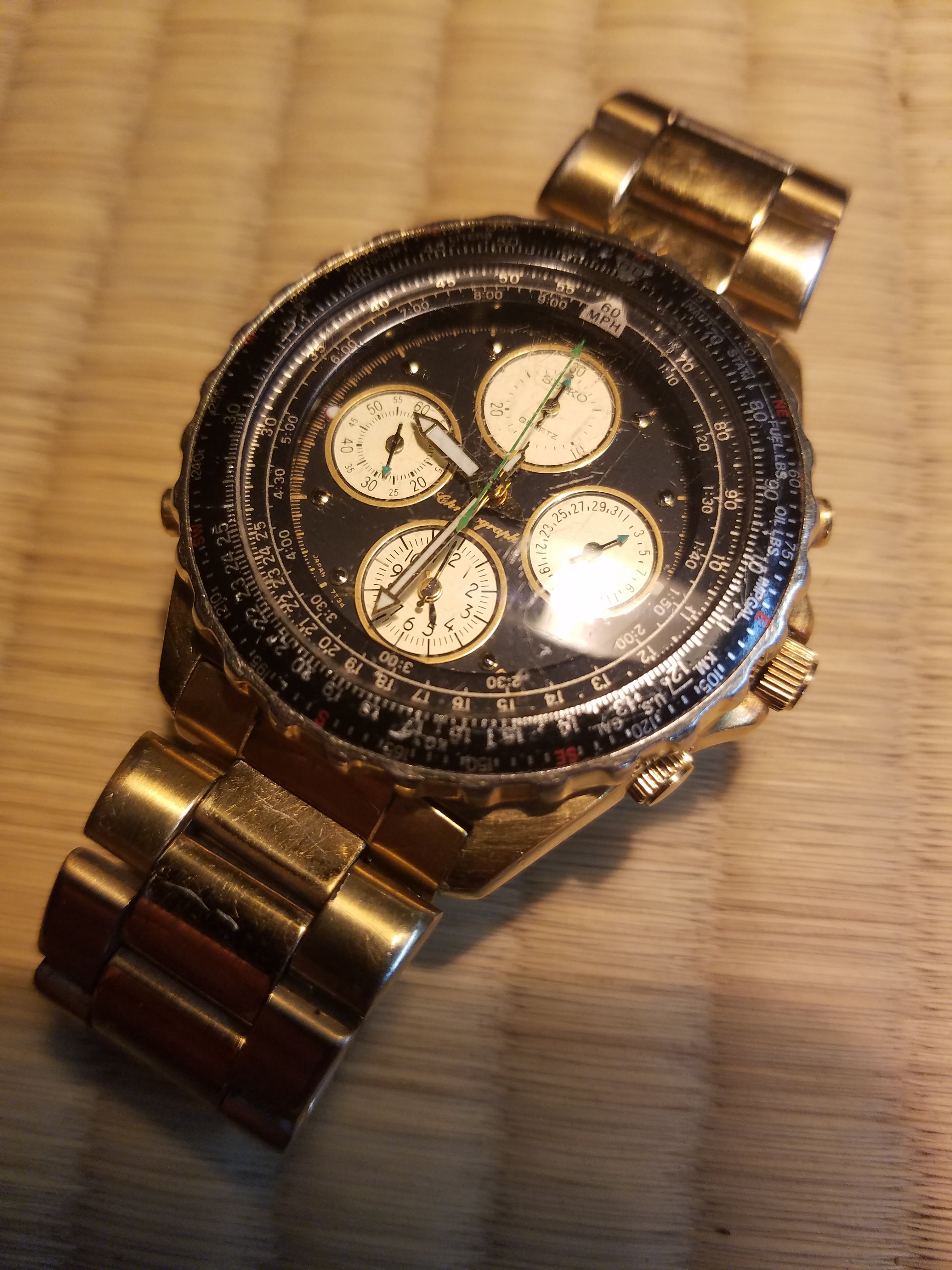 Seiko flightmaster outlet gold