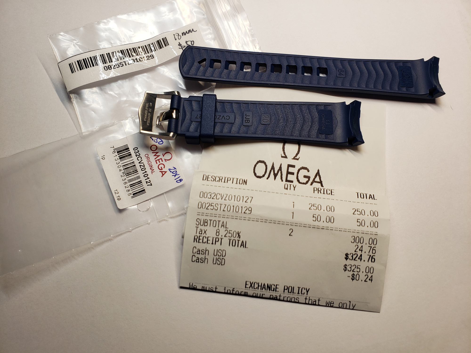 New Omega Seamaster Blue Rubber Strap 