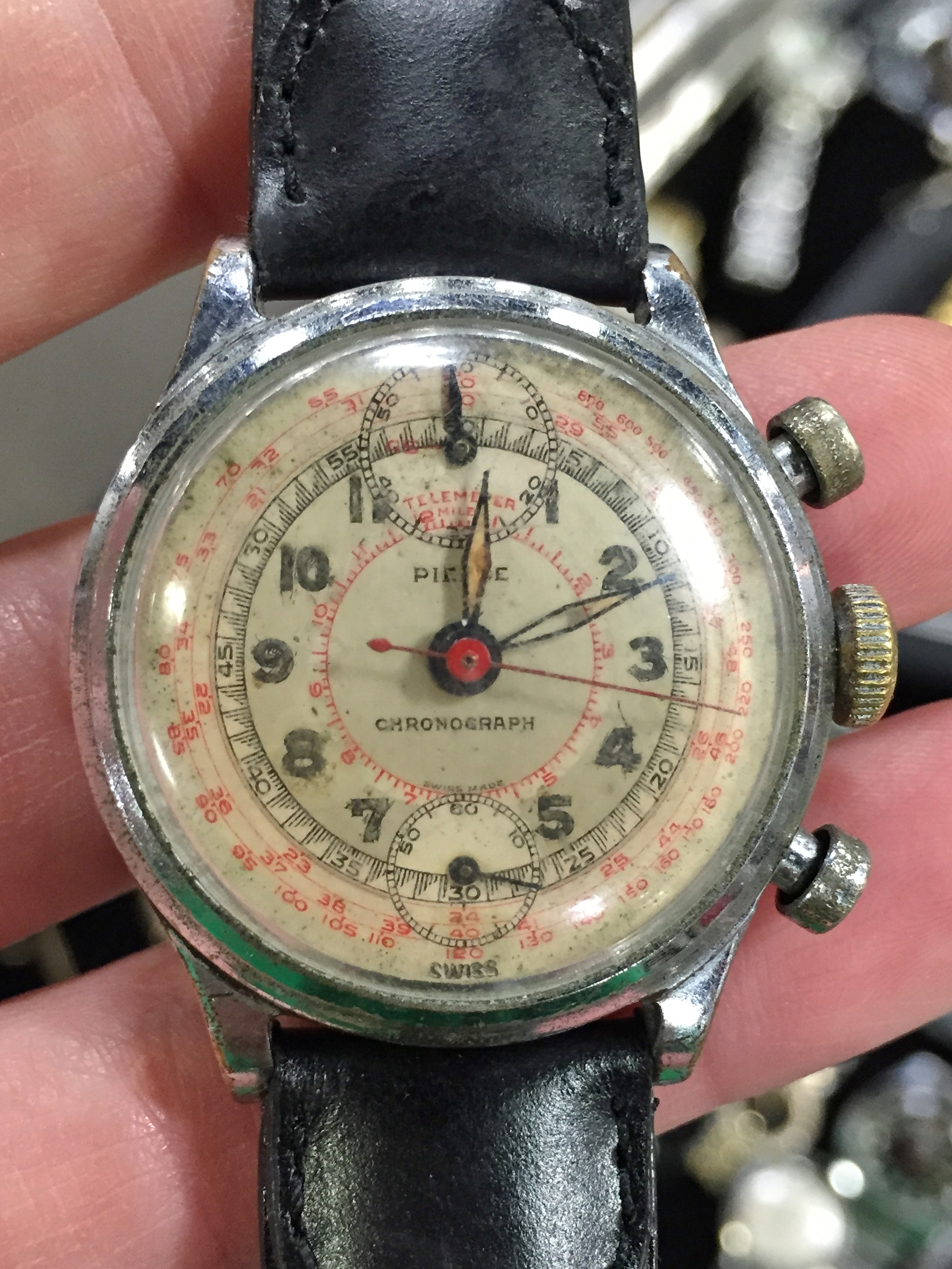 RARE~1940s PIERCE CAL.134 MILITARY CHRONO – RETROWATCHGUY