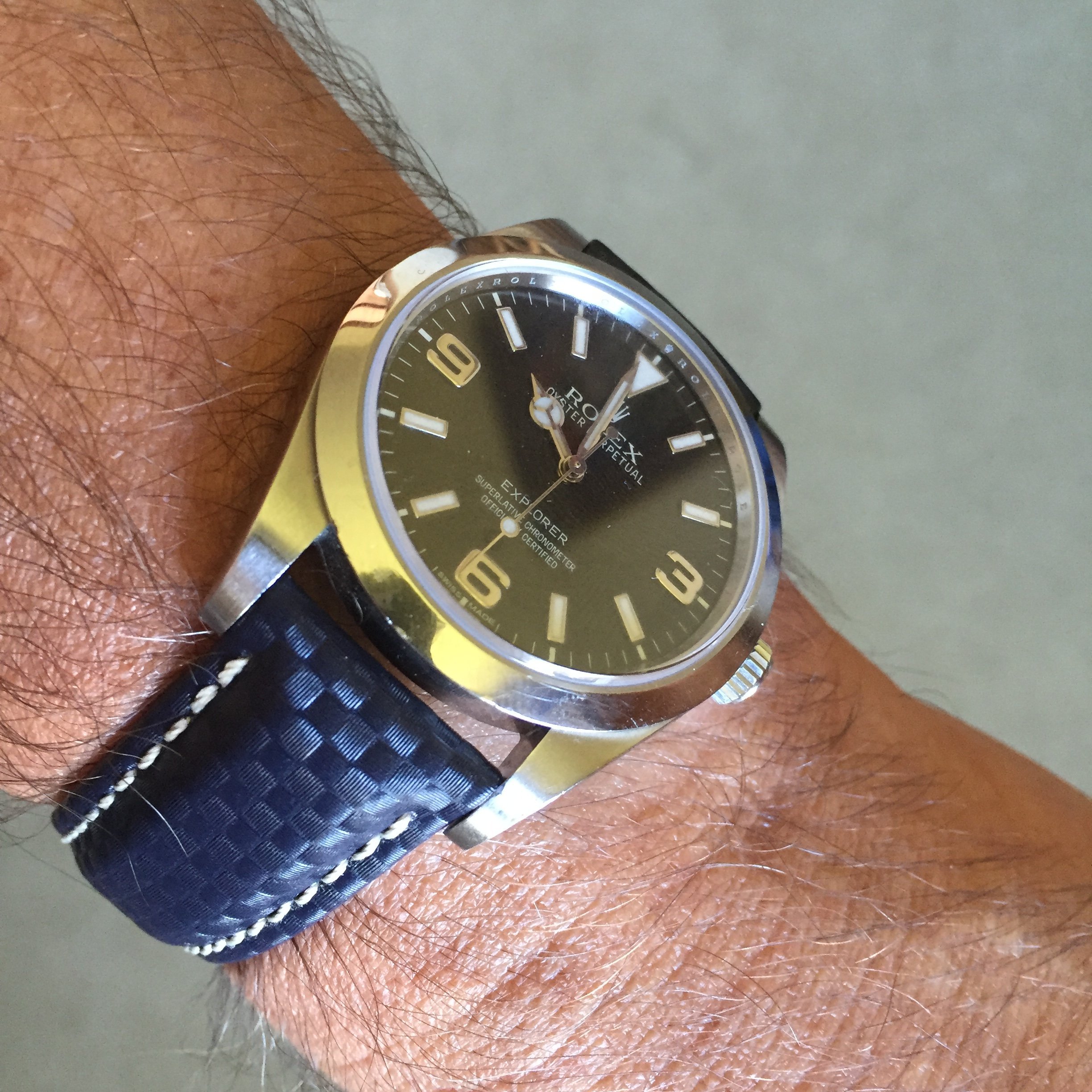 rolex explorer 1 with leather strap