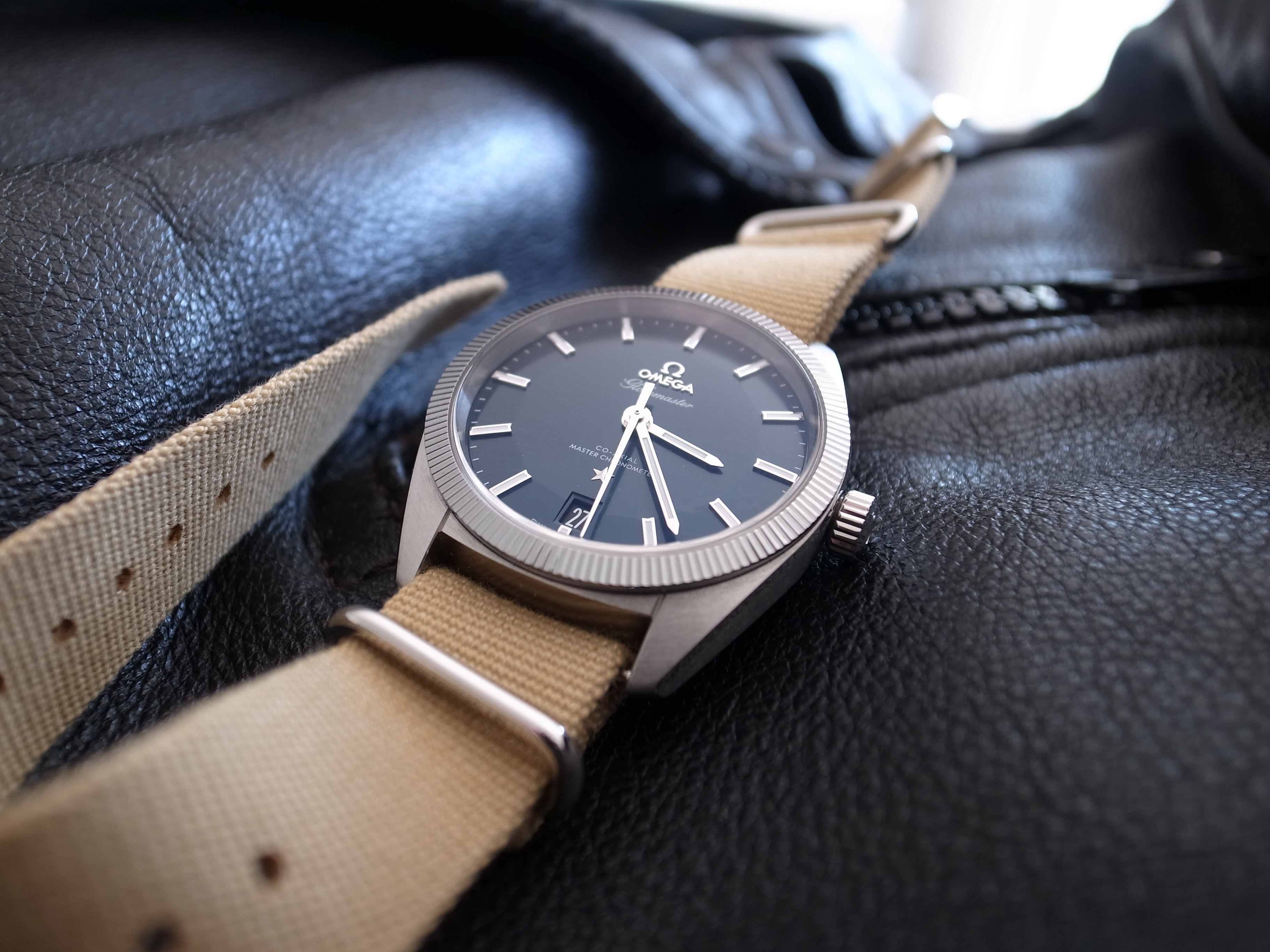 Omega globemaster outlet leather strap