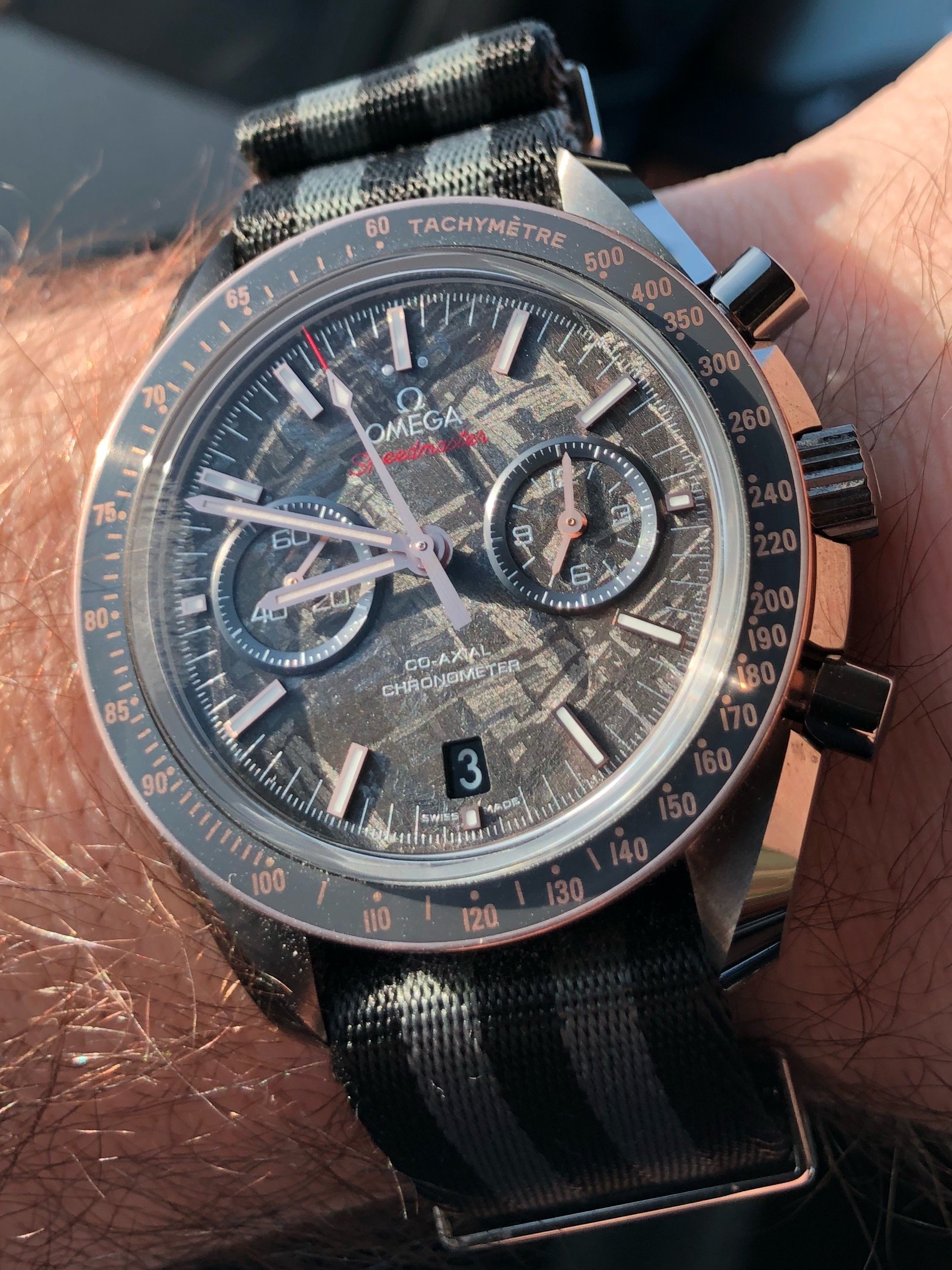 omega speedmaster meteorite dial