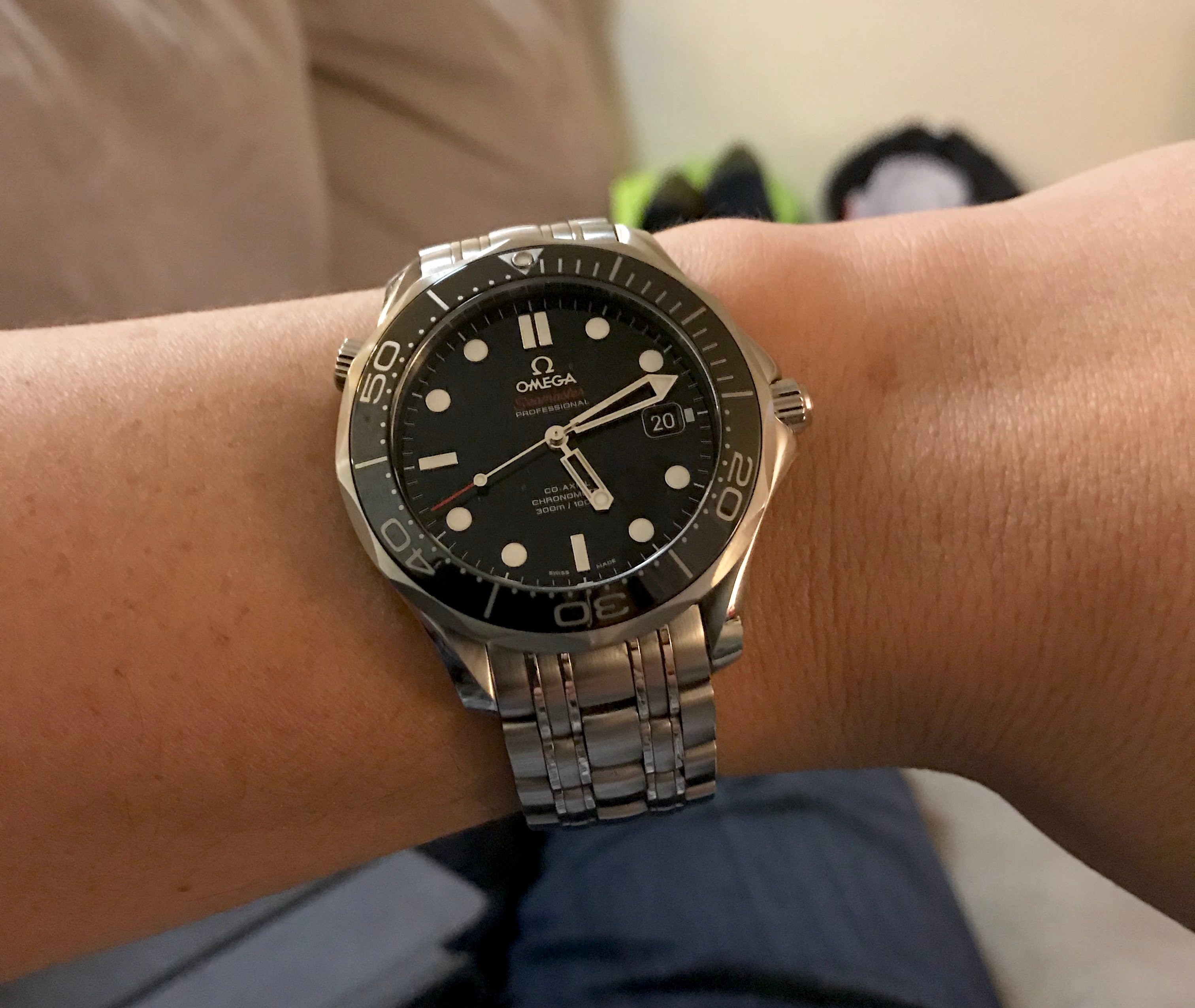 omega seamaster 300 on wrist