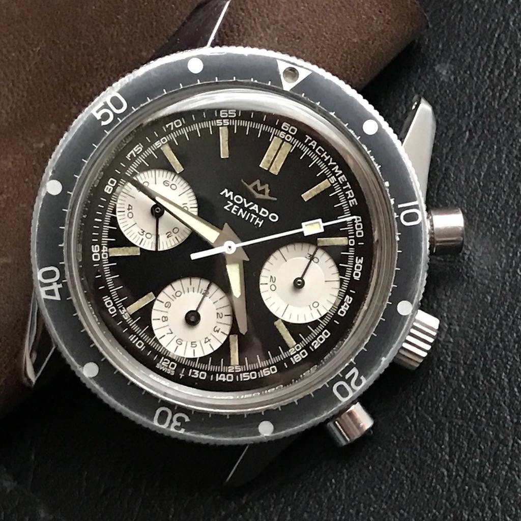 SOLD - Movado/Zenith Super Sub Sea (A277 twin) Reverse Panda Dial