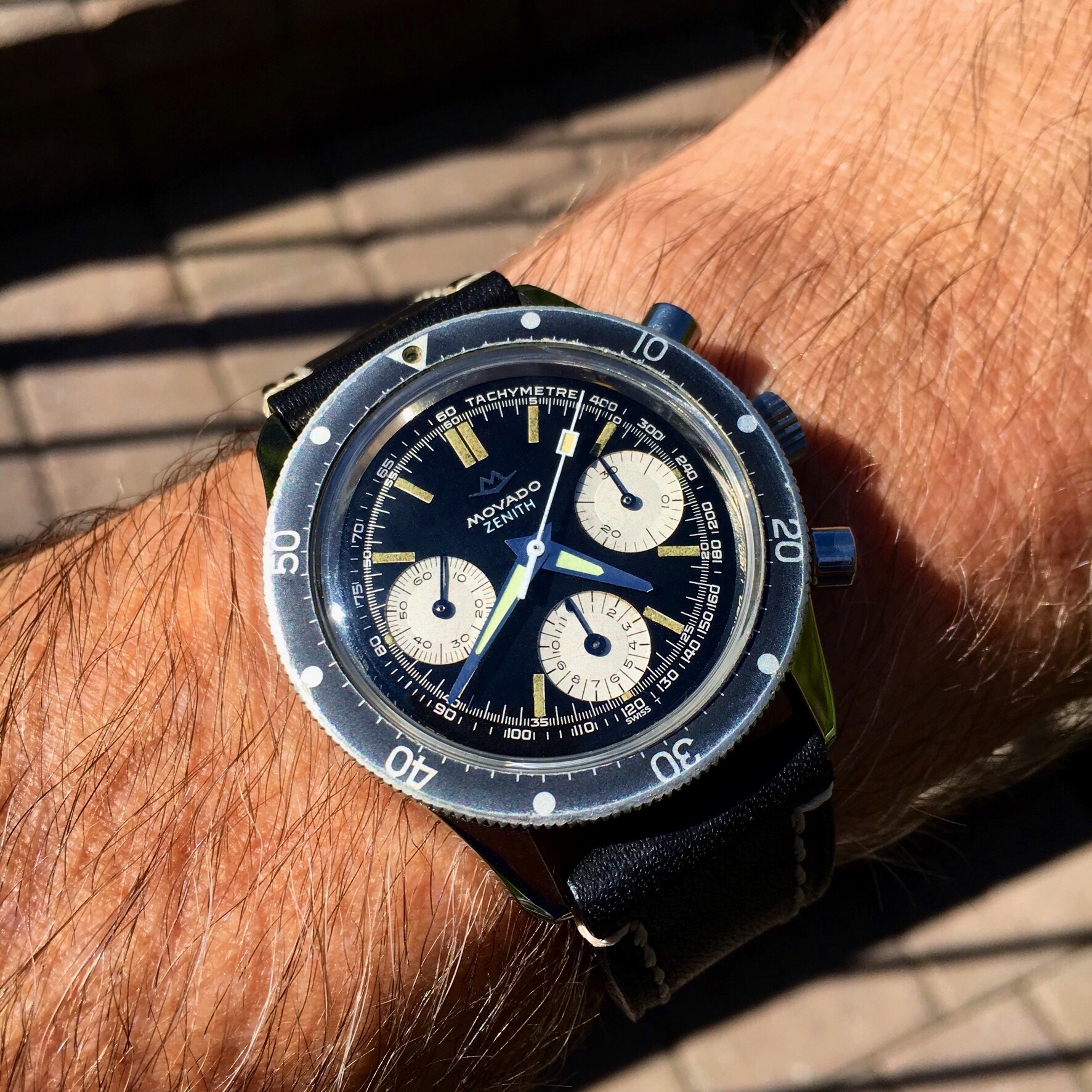 SOLD - Movado/Zenith Super Sub Sea (A277 twin) Reverse Panda Dial