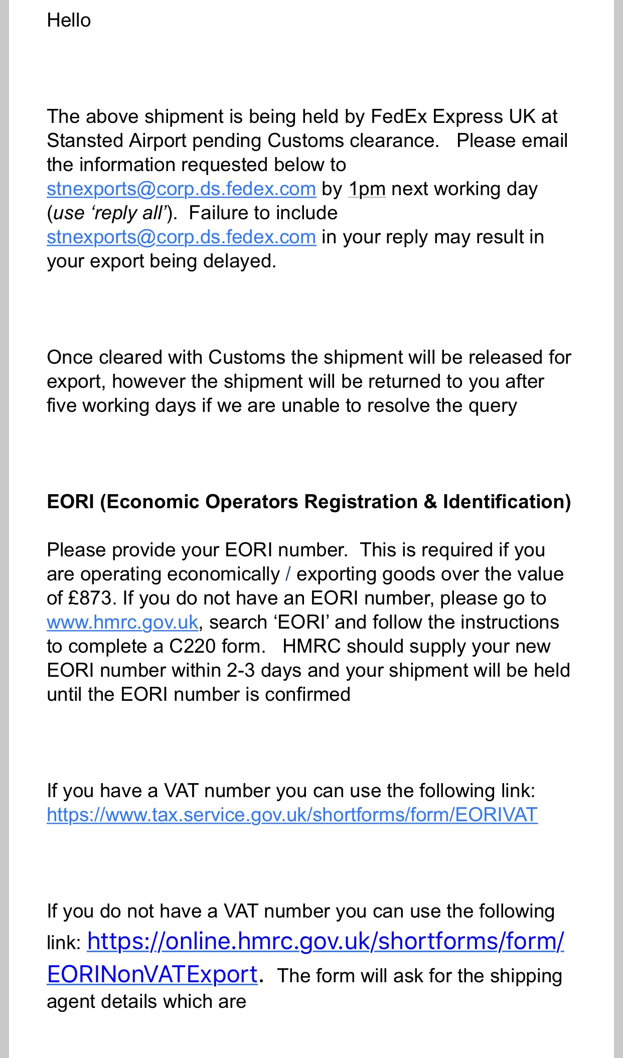 HMRC Customs Identification Declaration EORI-65 EORI-ROLL Details about   EORI Labels Stickers 