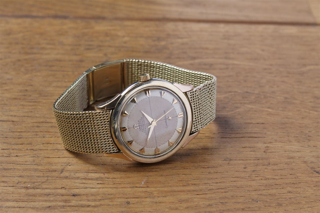 FS 14k gold milanese mesh bracelet for Omega Constellation