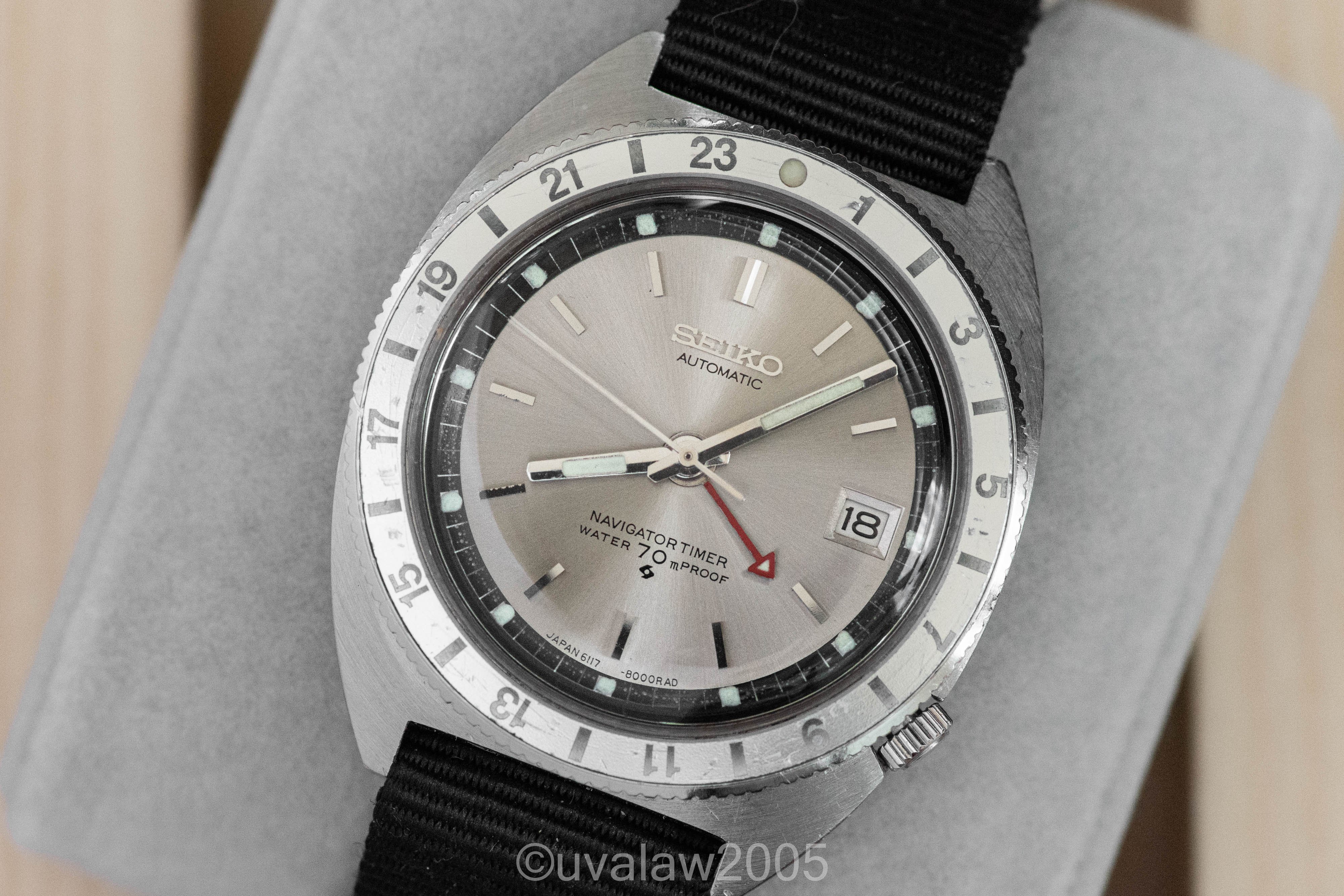 SOLD Seiko 6117 8000 Navigator Timer GMT 1969 Silver Dial Ghost Bezel Serviced Omega Watch Forums