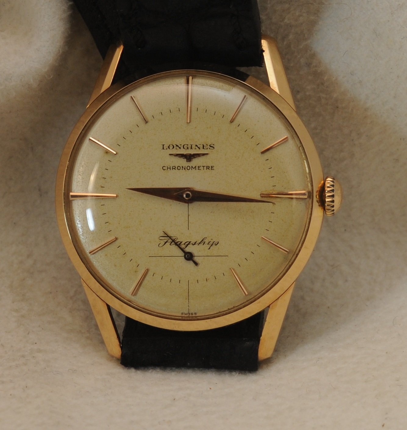 SOLD just reduced. Longines Flagship Chronometer 401 pink gold