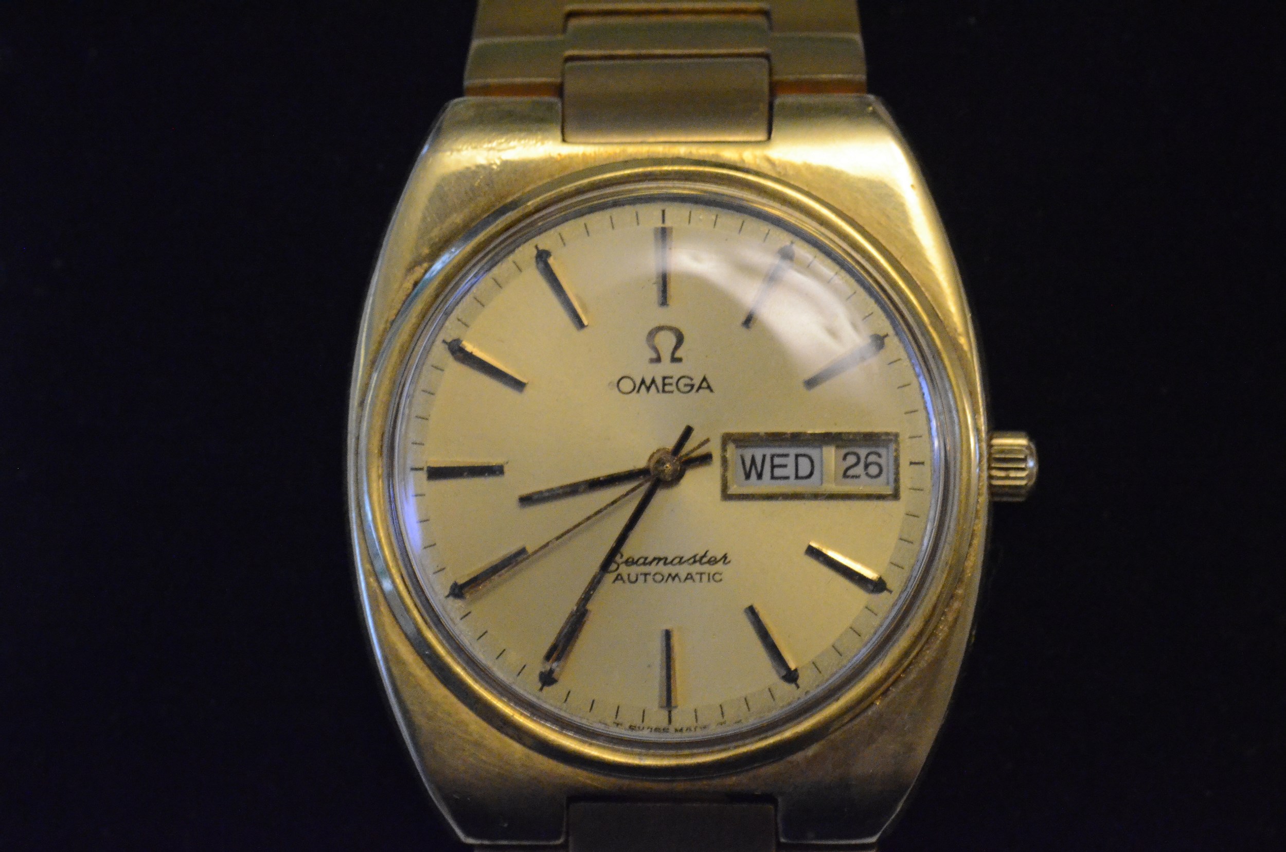 Gold plated Omega Seamaster 1020 movement, case 166.0216