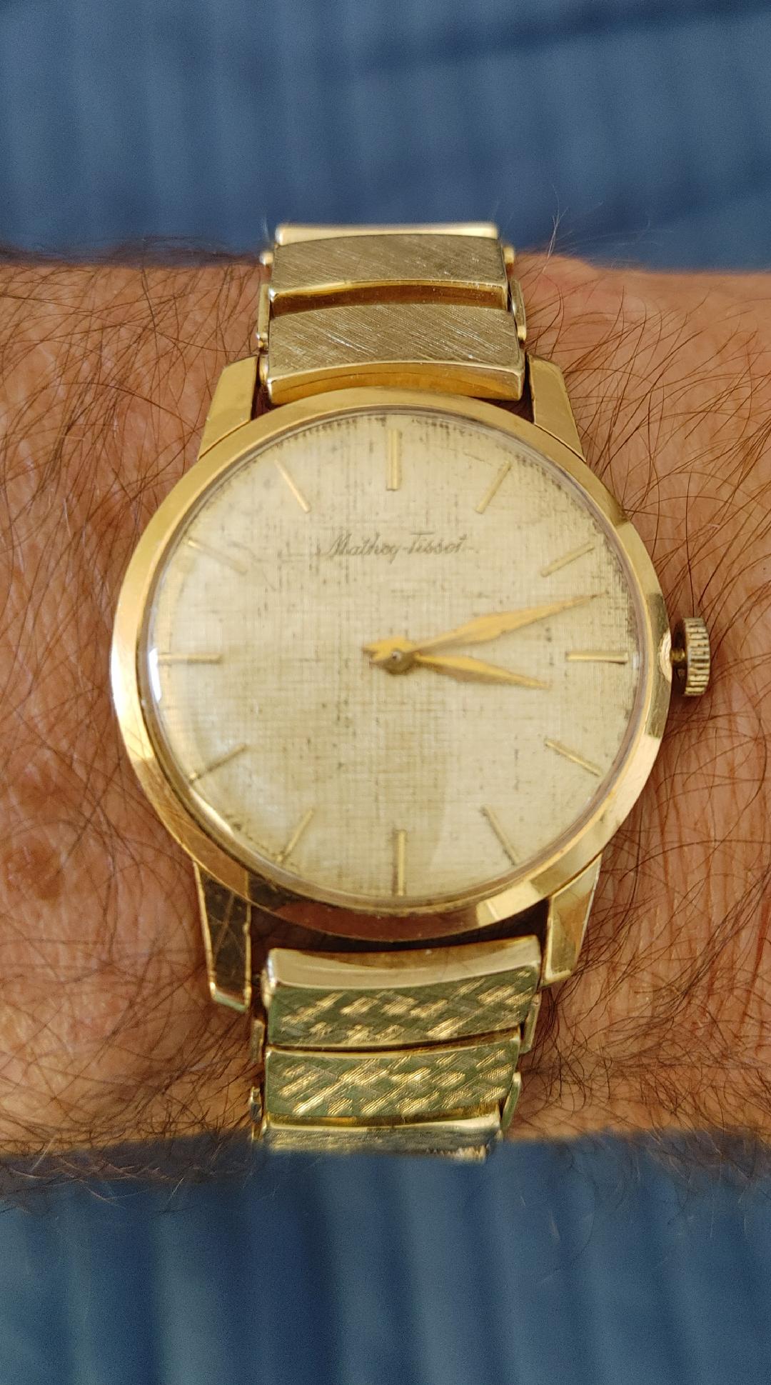 Mathey tissot 18k online gold watch