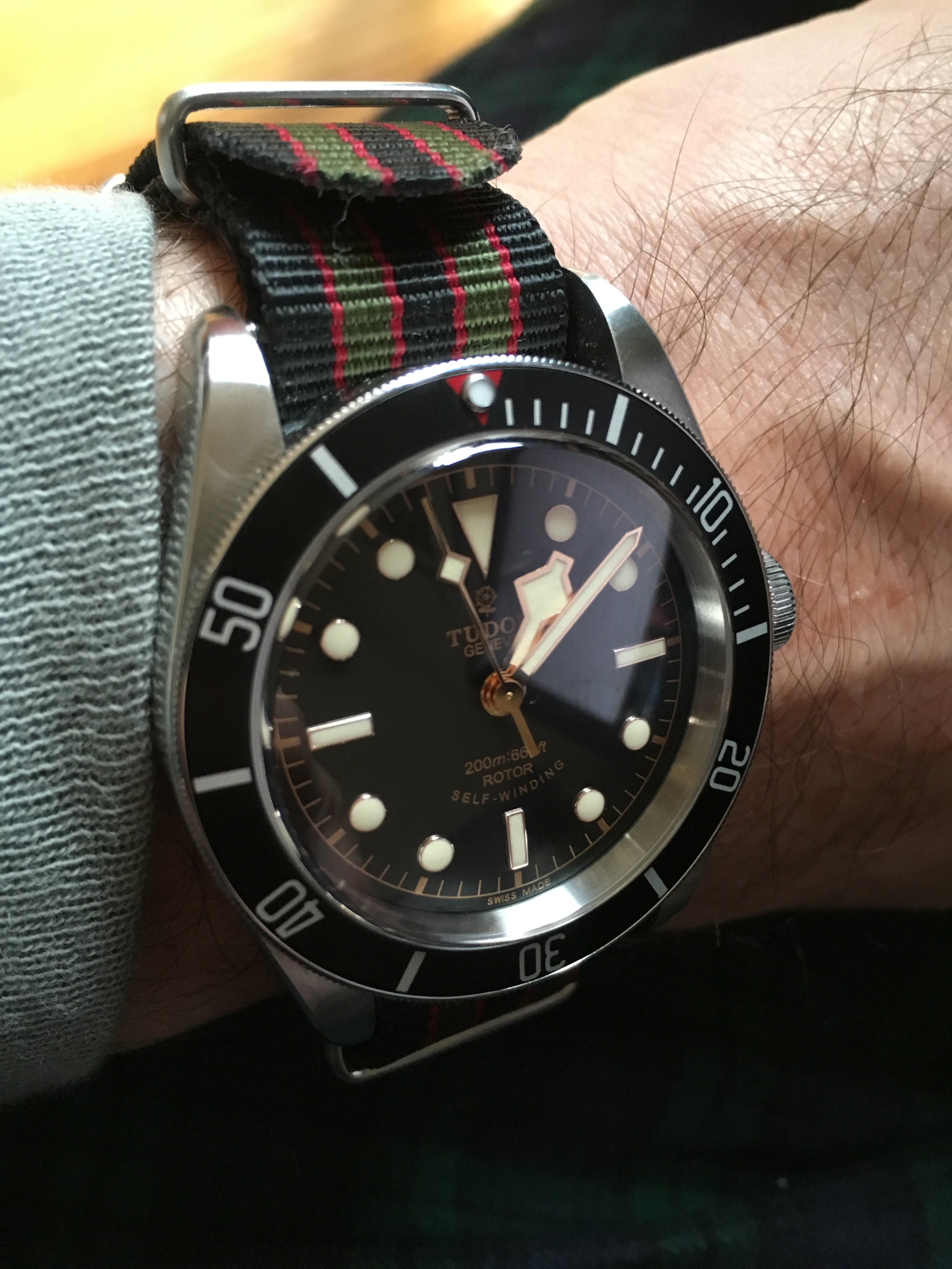 tudor bay nato heritage omega wrist