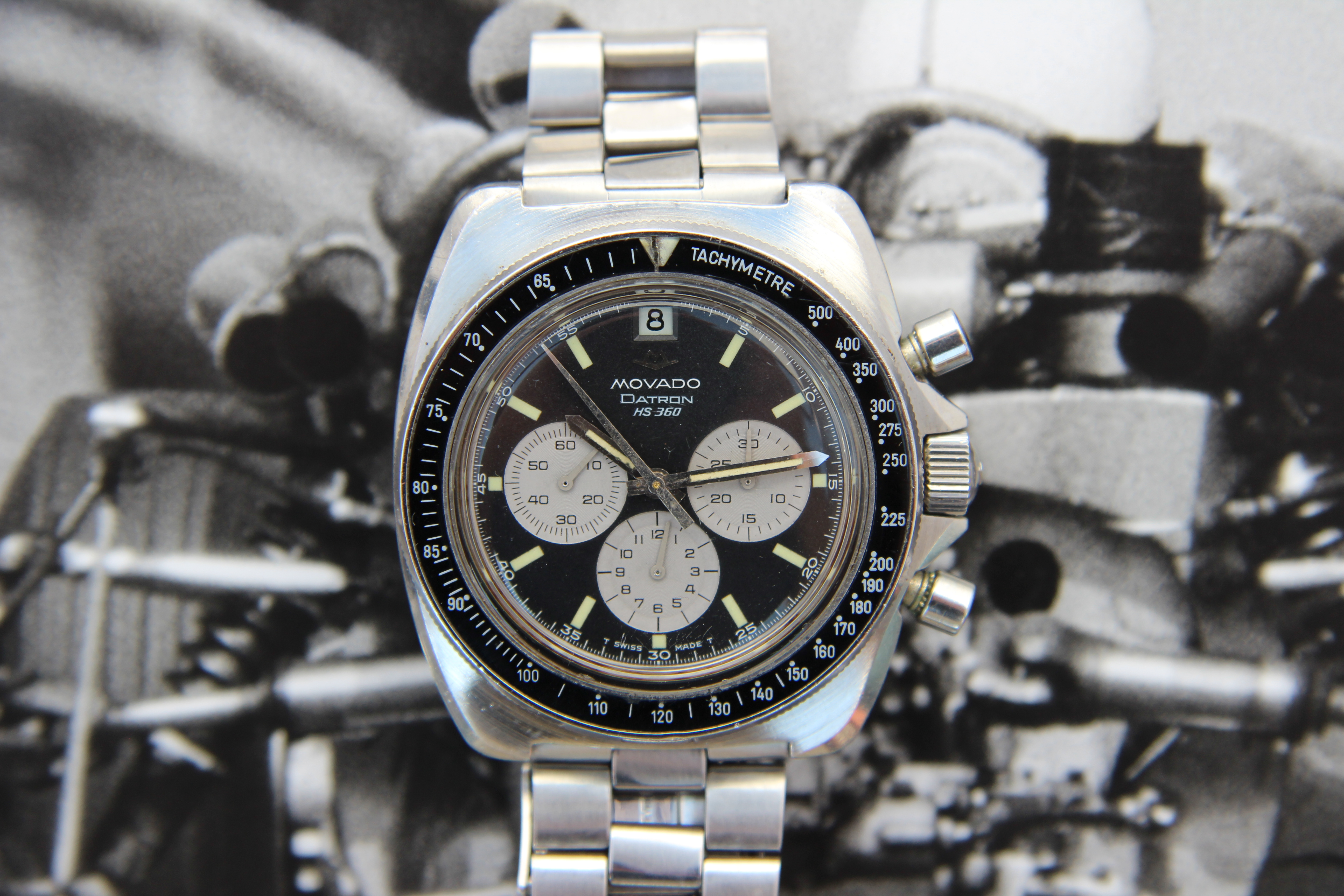 SOLD - Vintage Movado Datron Super Sub Sea Panda Chrono w