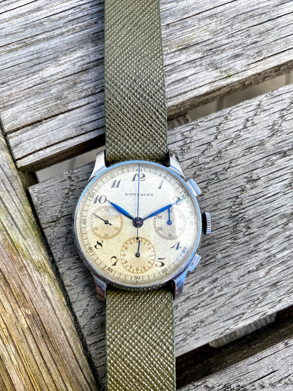 WITHDRAWN Vintage Wittnauer Triple Register Chronograph Valjoux