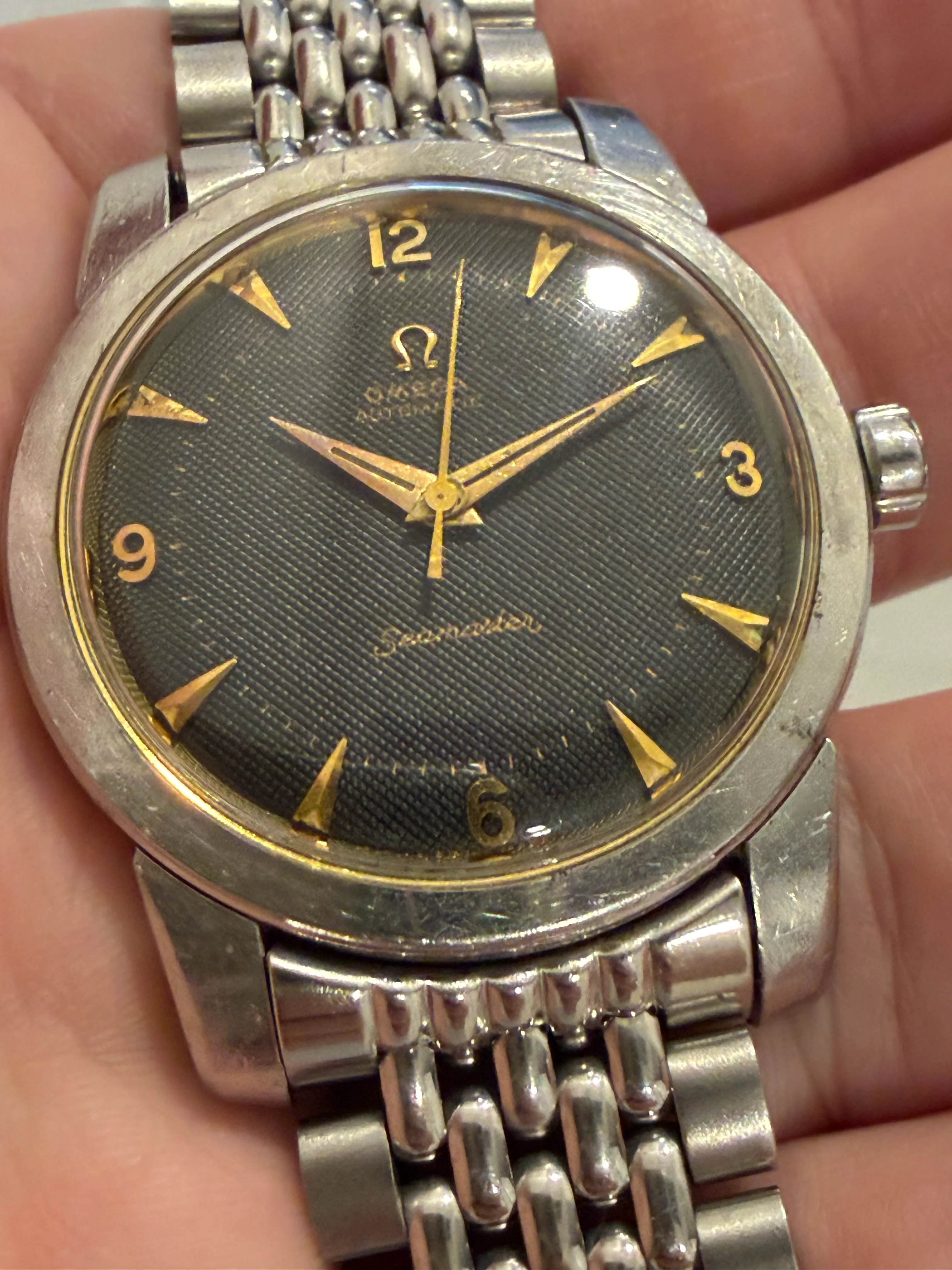 FS - OMEGA 2577 Seamaster Beefy Lug Black Waffle on Beads of Rice ...