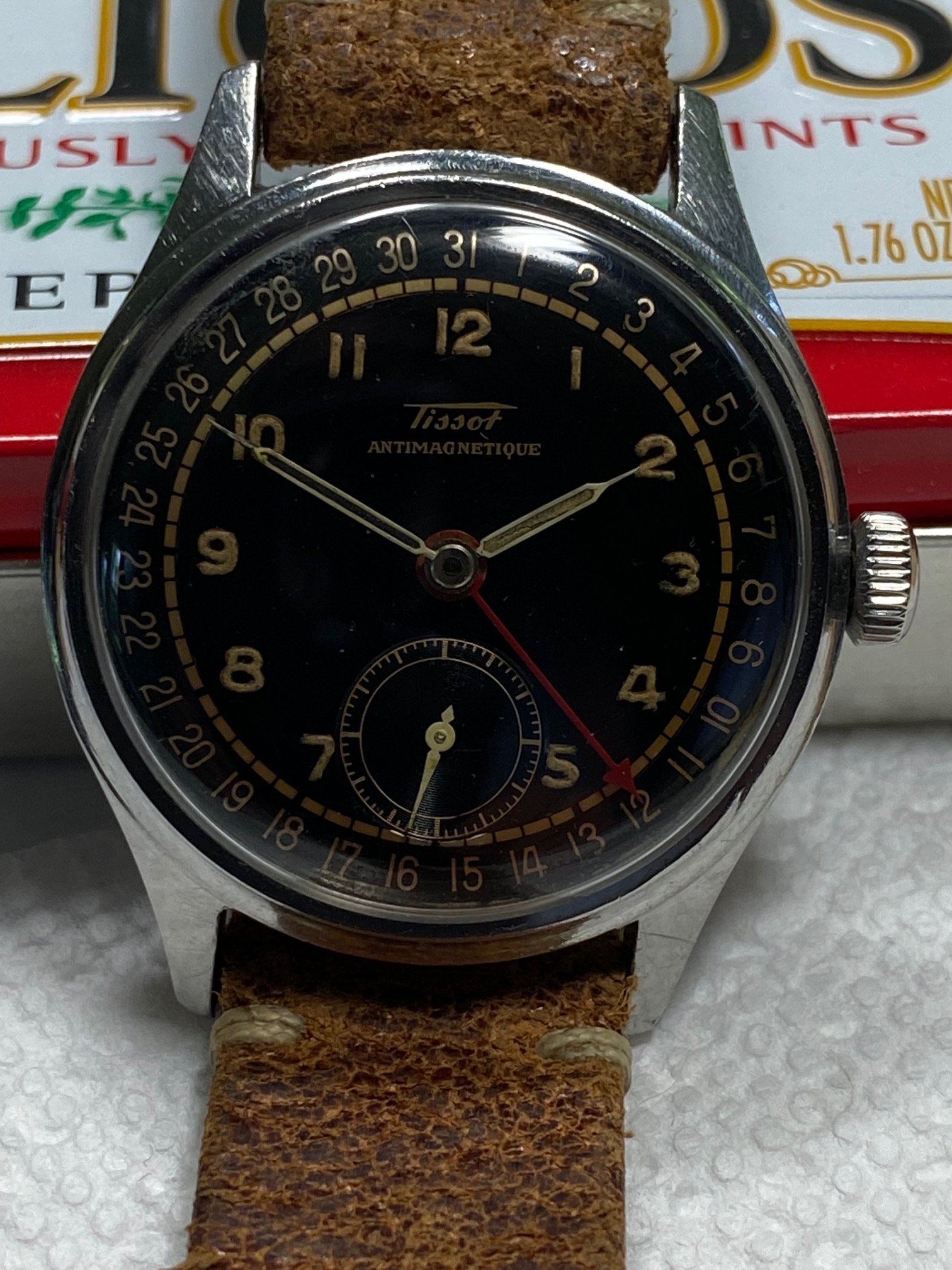 SOLD Tissot pointer date with lovely and uncommon black dial