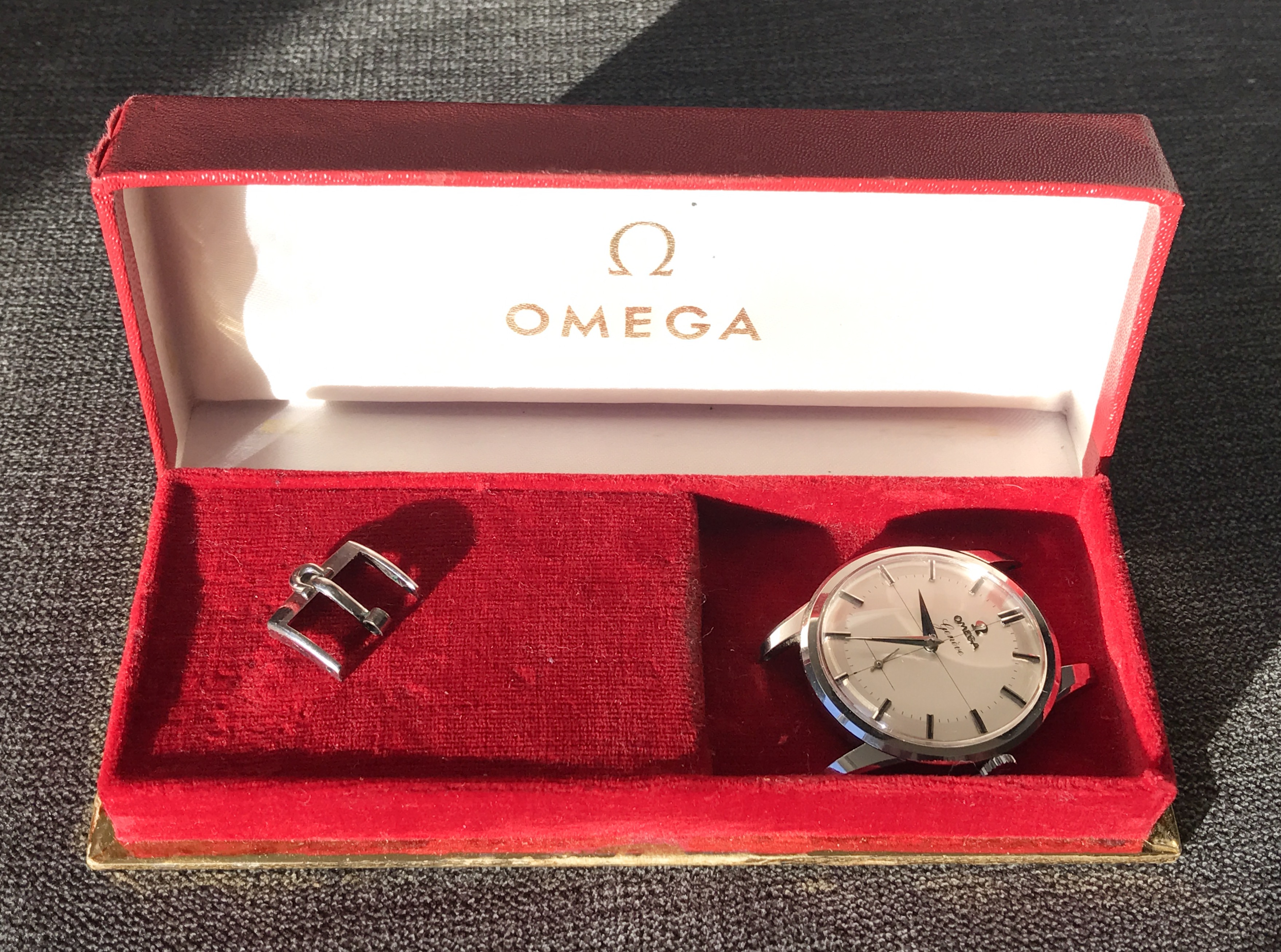 SOLD Stainless Steel Omega Geneve 2903 with Box and Buckle