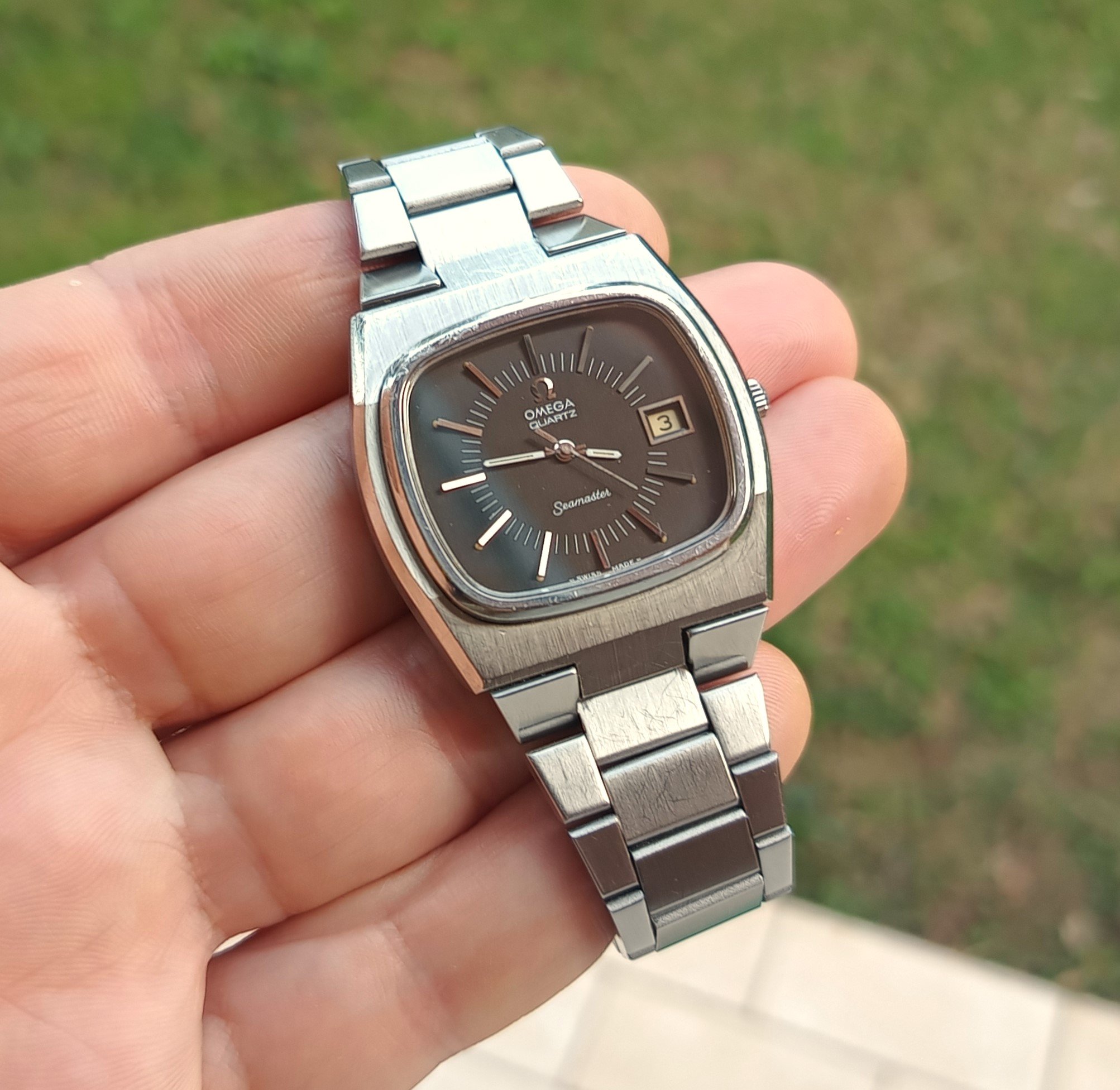 Vintage Omega Seamaster Quartz ref 196.0090 TVdial with integrated bracelet WatchUSeek Watch Forums