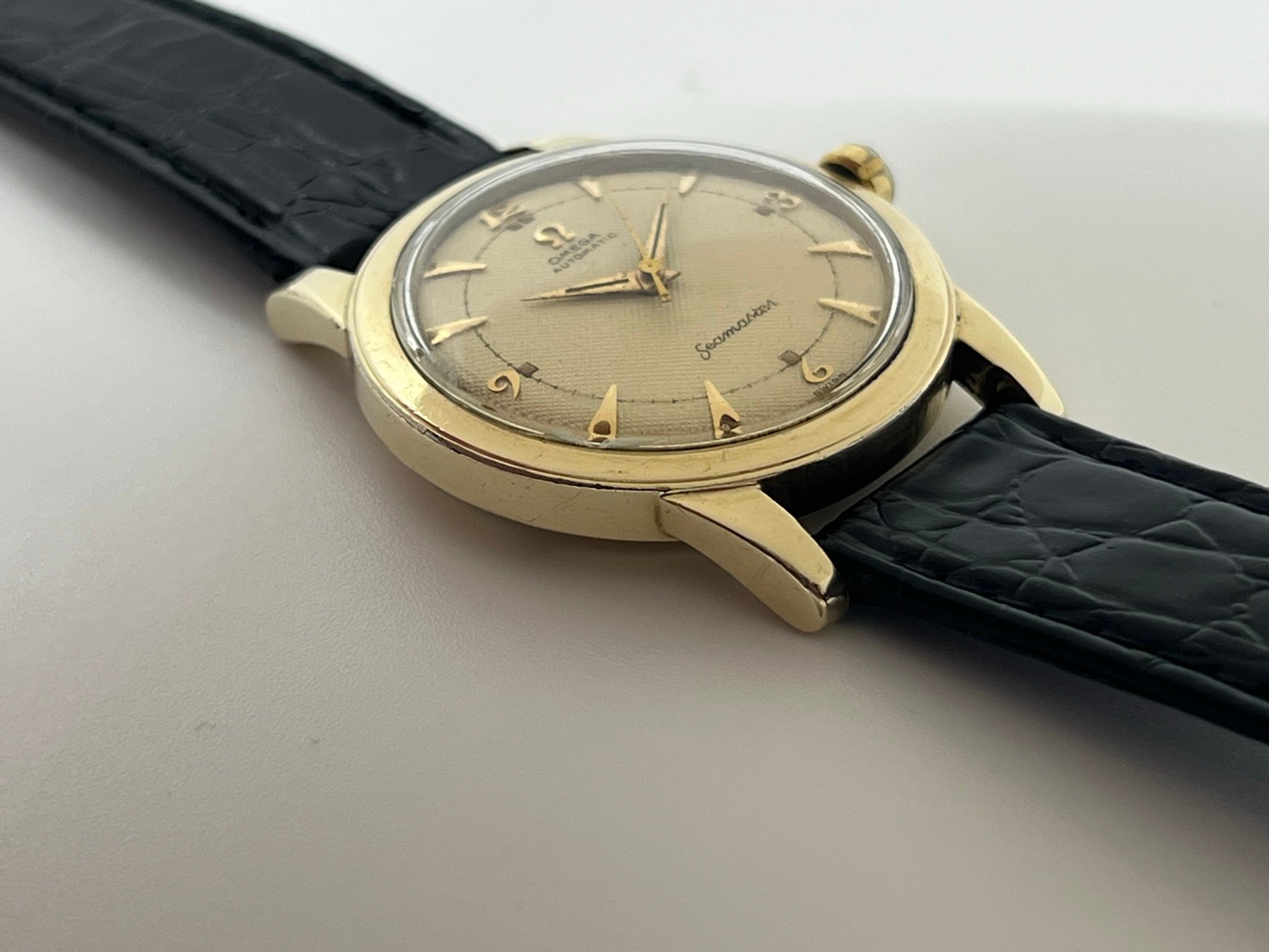 SOLD - 1950s Omega Seamaster Automatic 14k GF - Honeycomb +