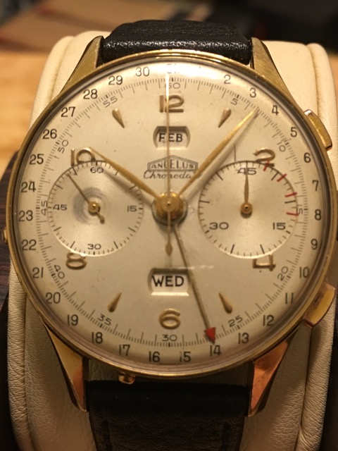 SOLD - Angelus Chronodato vintage triple date chronograph | Omega Forums
