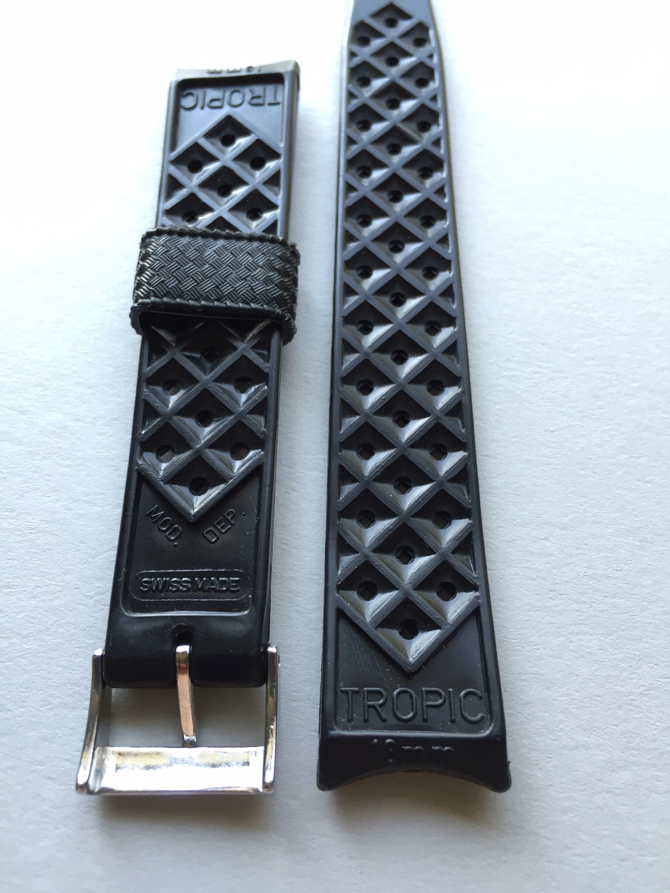 SOLD - NOS Tropic Swiss Mod Dep 18mm Curved End Strap | Omega Forums