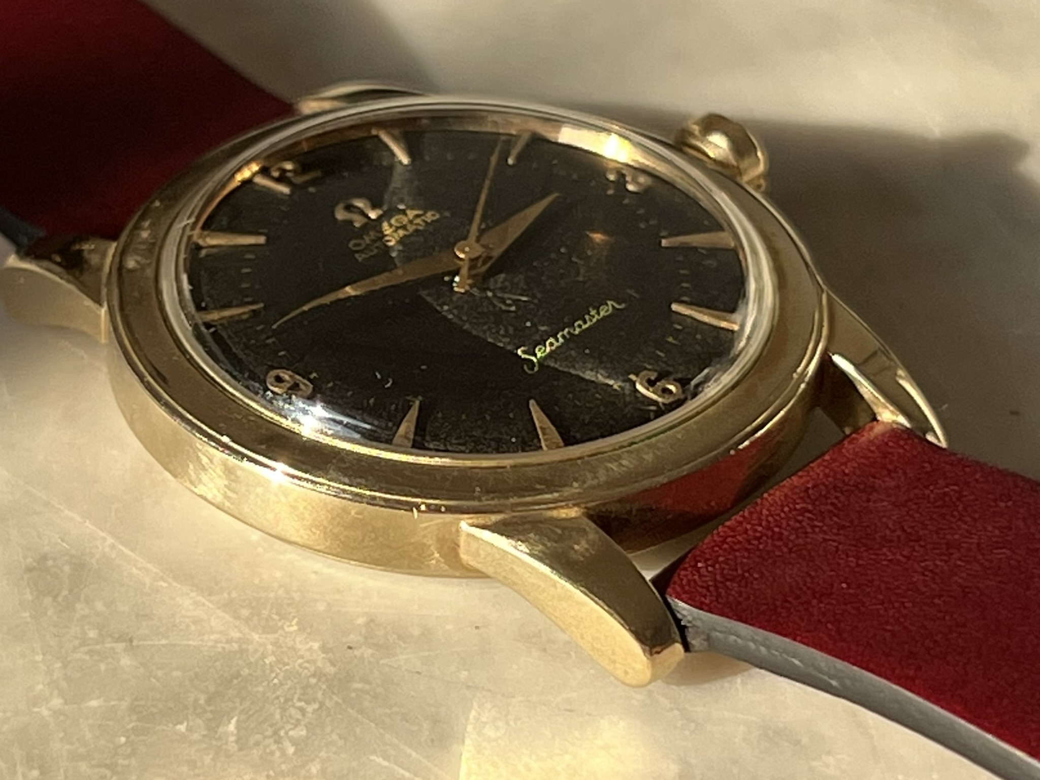 SOLD - 1950s Omega Seamaster black dial - GX6250 - 14k GF - 880