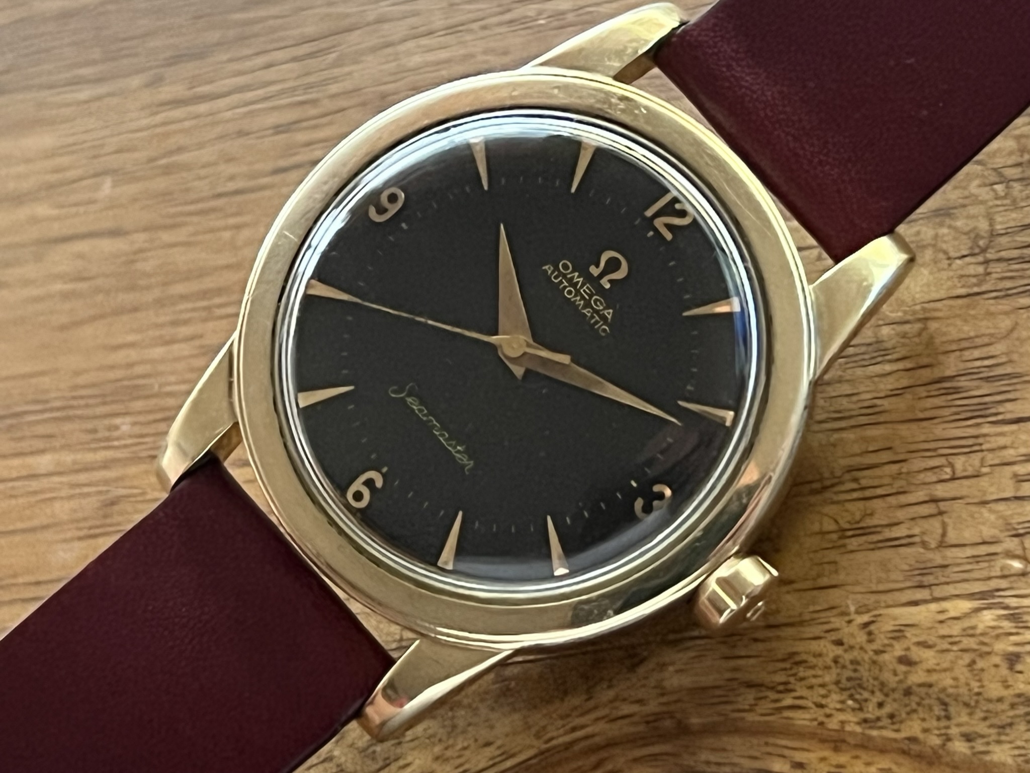 SOLD - 1950s Omega Seamaster black dial - GX6250 - 14k GF - 880