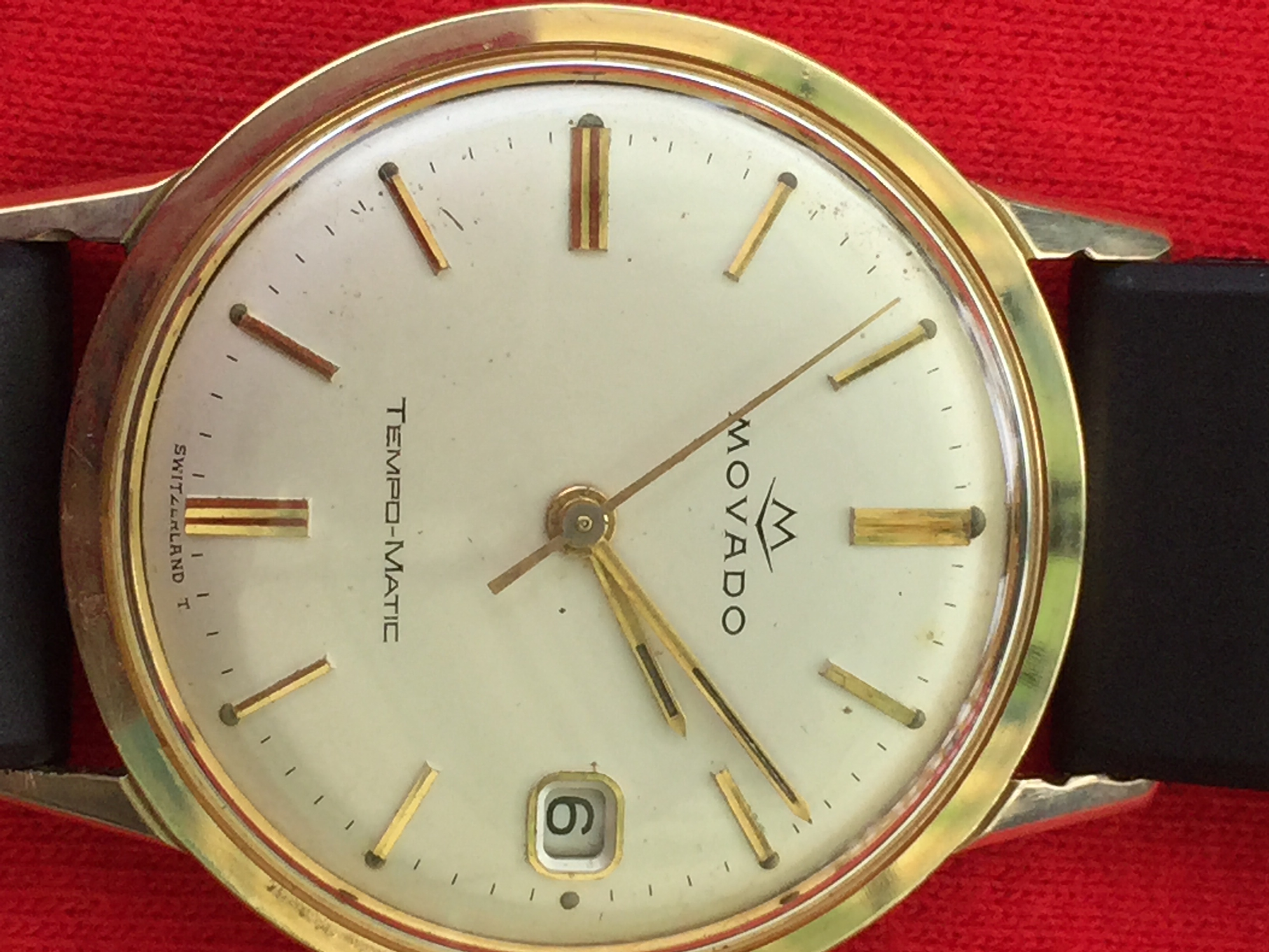 Sold 1967 Movado 14K Gold Tempo Matic Sub Sea Just Serviced 