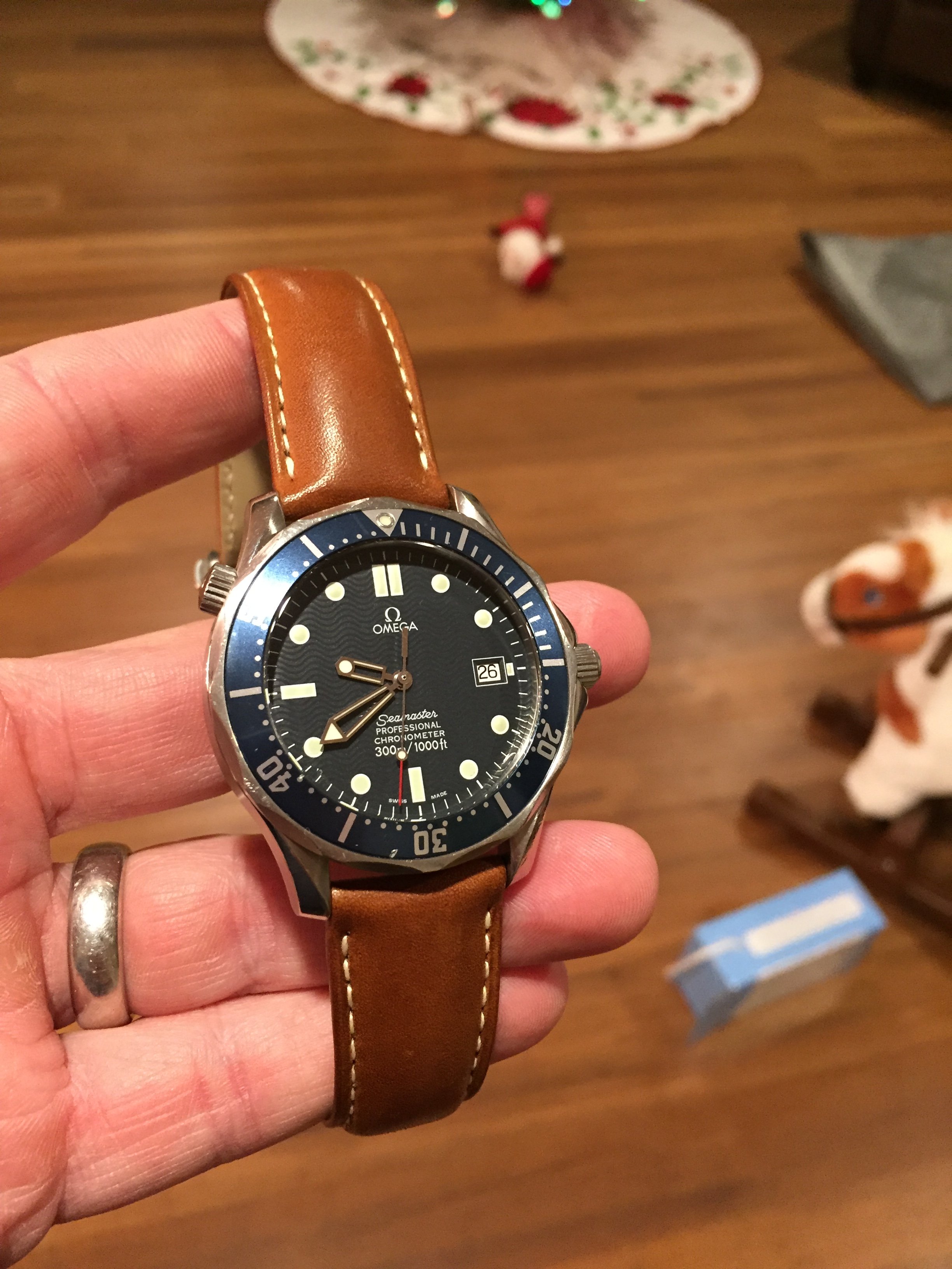 omega seamaster diver 300m leather strap