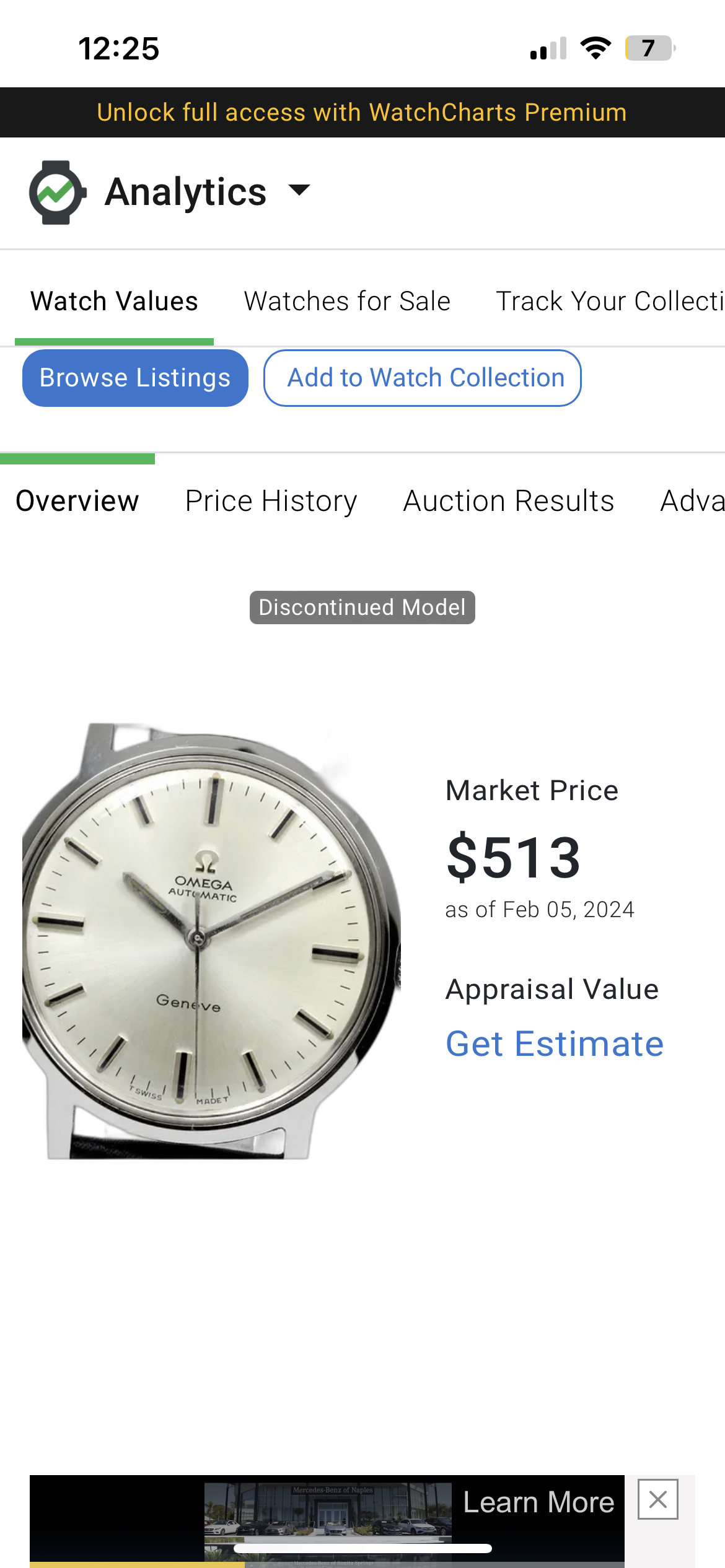 Watch value online estimator