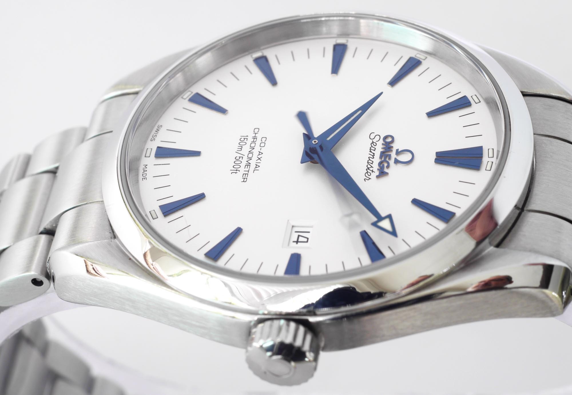 omega seamaster blue hands