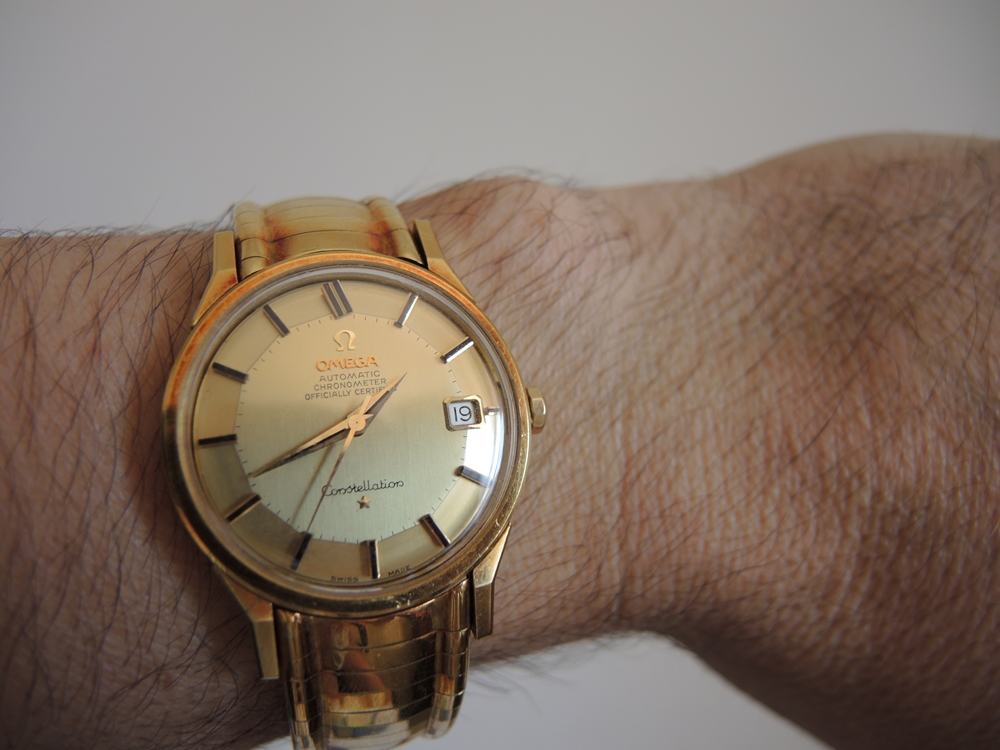 omega constellation pie pan solid gold 