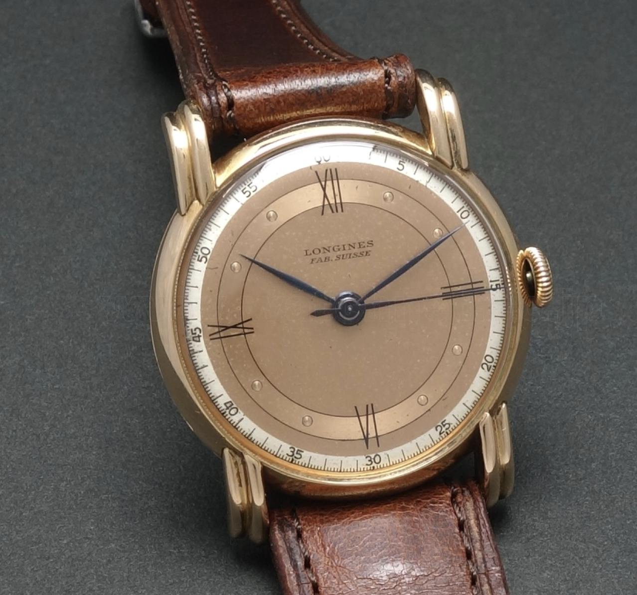 Thoughts on this 1940s Longines in rose gold with fab suisse dial