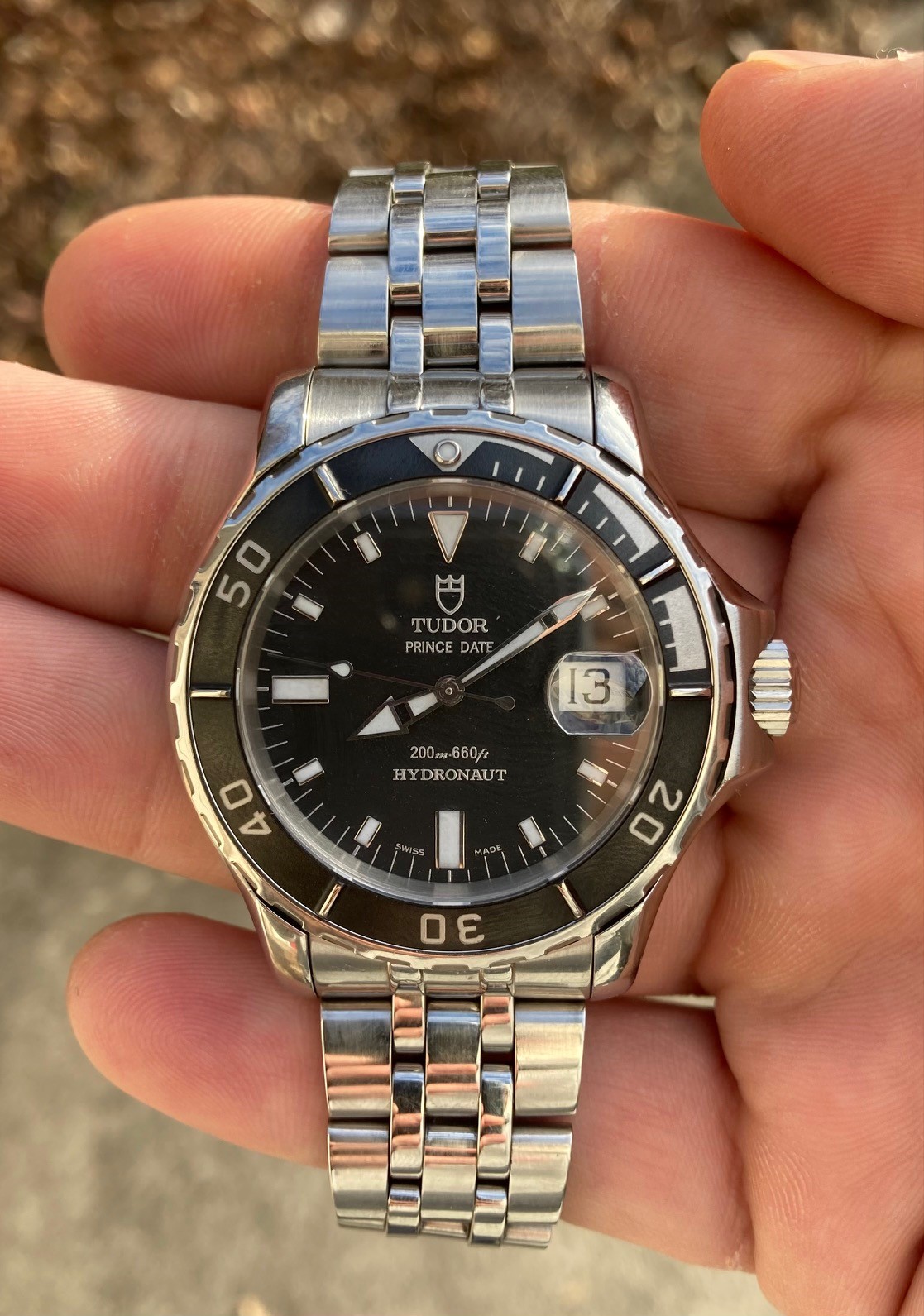 SOLD Tudor 89190 40mm Hydronaut Black Dial and Bezel w Bracelet