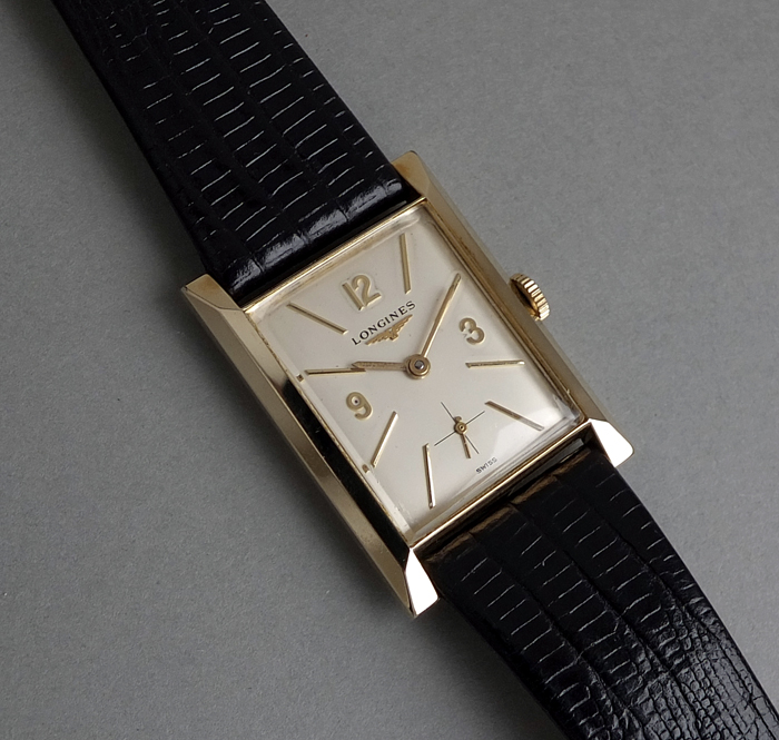 FS SOLD Vintage Longines Rectangular Art Deco 10k Gold Watch c