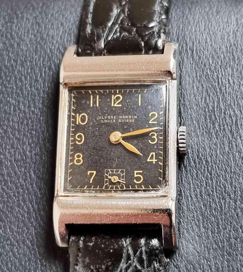 Verification- Vintage Ulysse Nardin "Tank" - 1940s Black Gilt Dial - Cal. 735?
