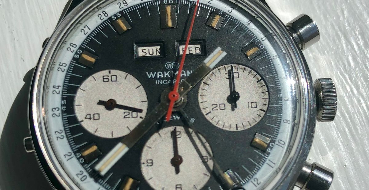 SOLD - Reduced $2750: Wakmann Triple Date Reverse Panda Dial