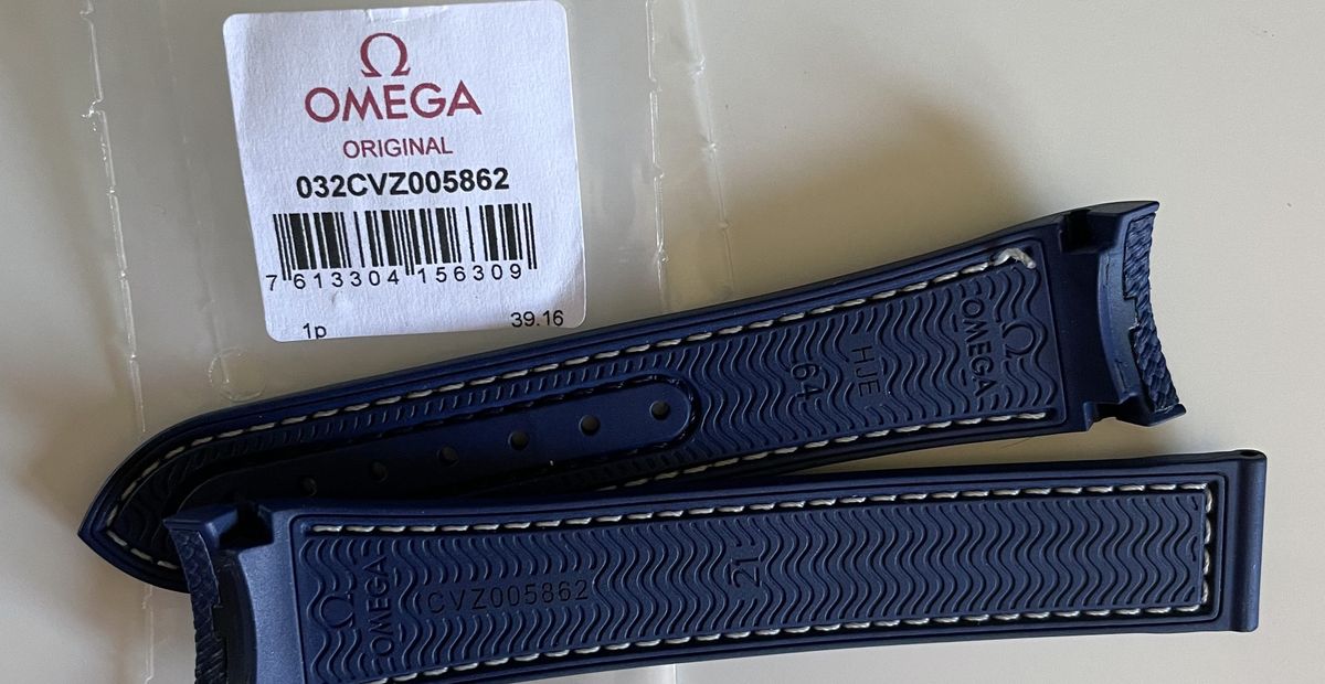FS - Omega OEM blue rubber strap, light gray stitch, 032CVZ005862