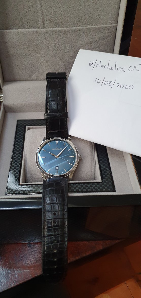 SOLD FS Jaeger LeCoultre Master Ultra Thin Date Bucherer Blue