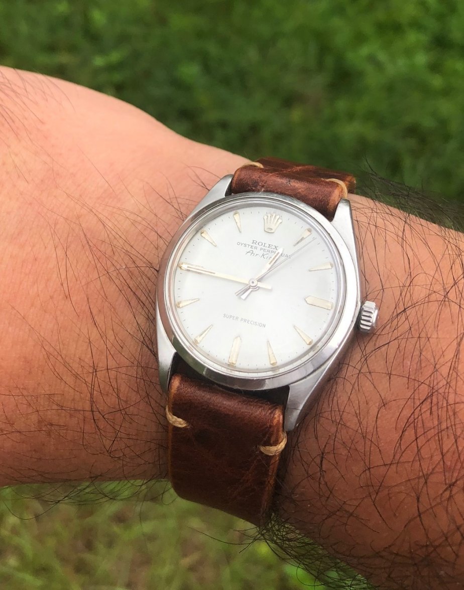rolex air king on leather wrist.jpeg