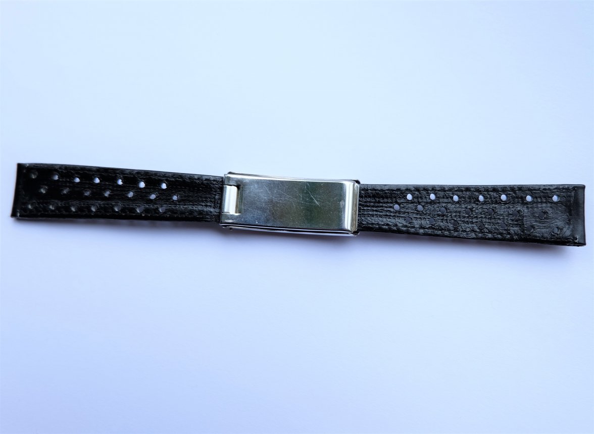 SOLD NOS Omega black leather deployment strap No.27 18mm for