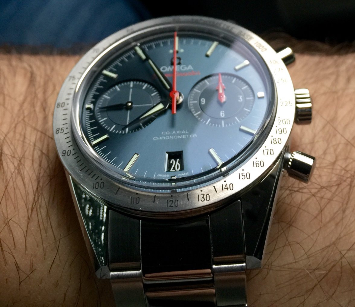 omega speedmaster 57 blue