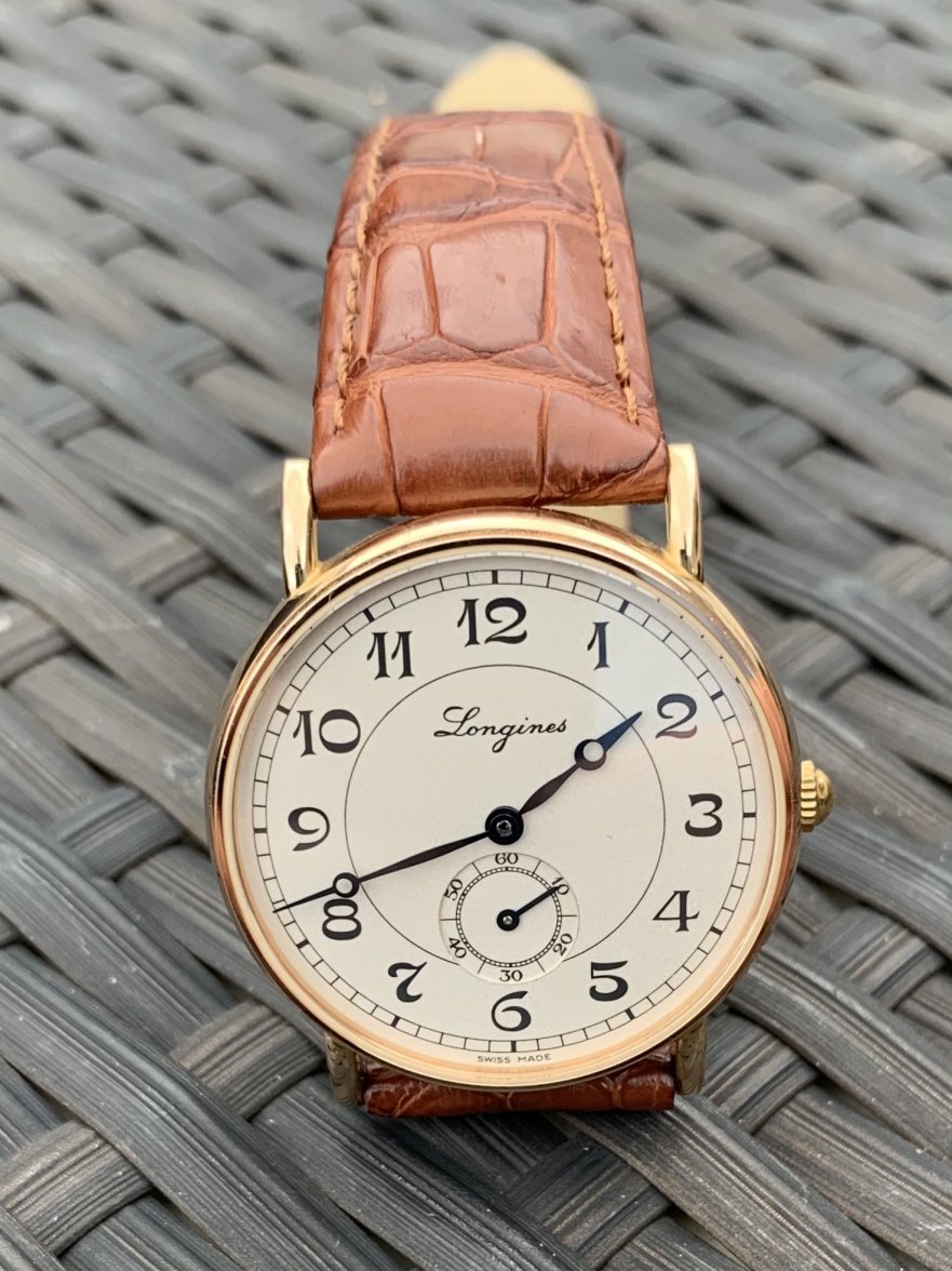 SOLD - Longines HERITAGE 18K Rose Gold Arabic 34mm L47678732 EXC