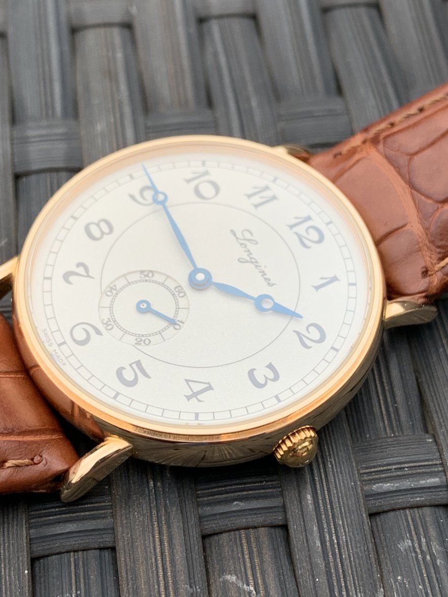 SOLD - Longines HERITAGE 18K Rose Gold Arabic 34mm L47678732 EXC